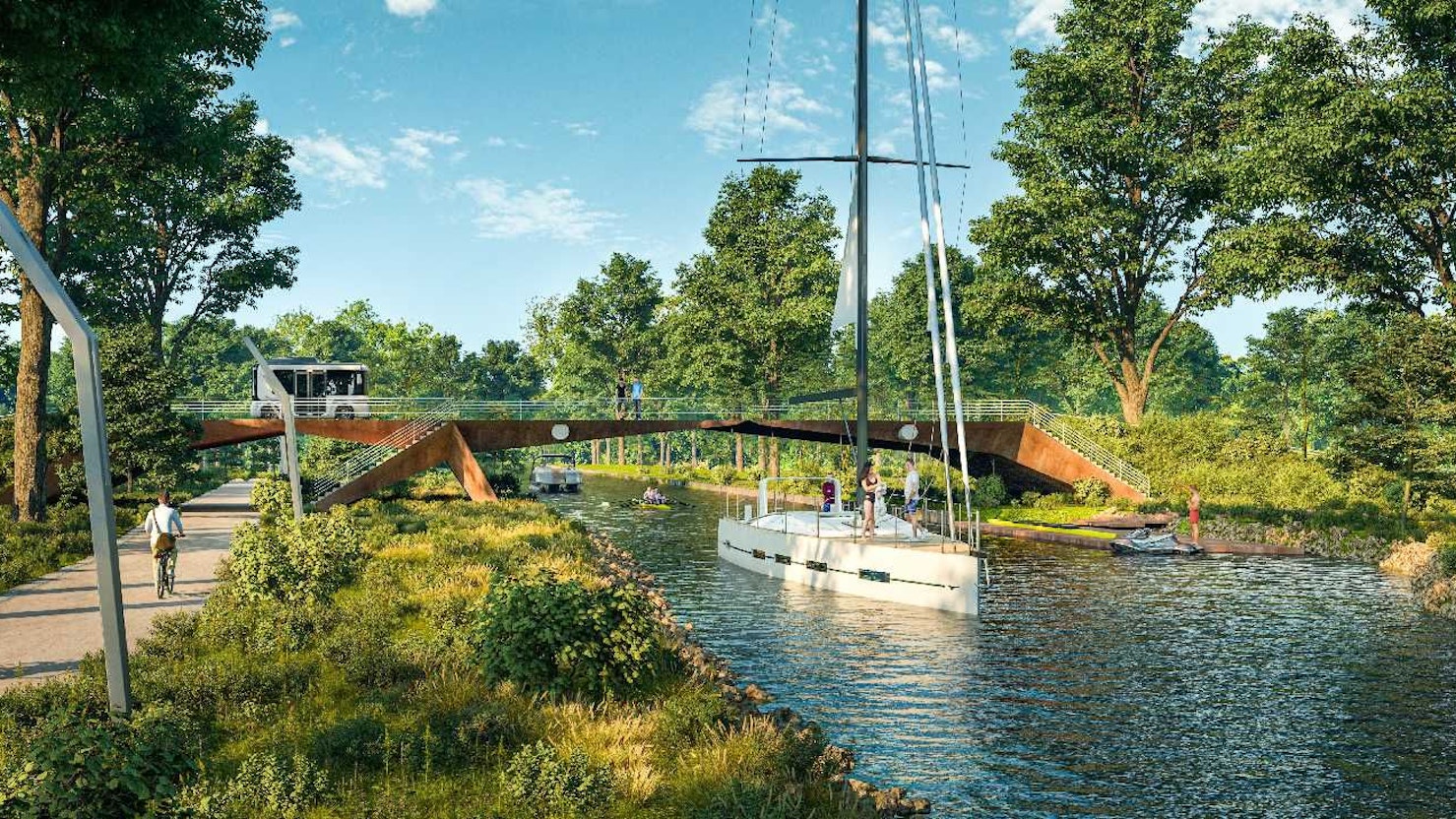 So könnte beispielsweise die Seenverbindung zwischen dem Inde- und dem Hambachsee aussehen