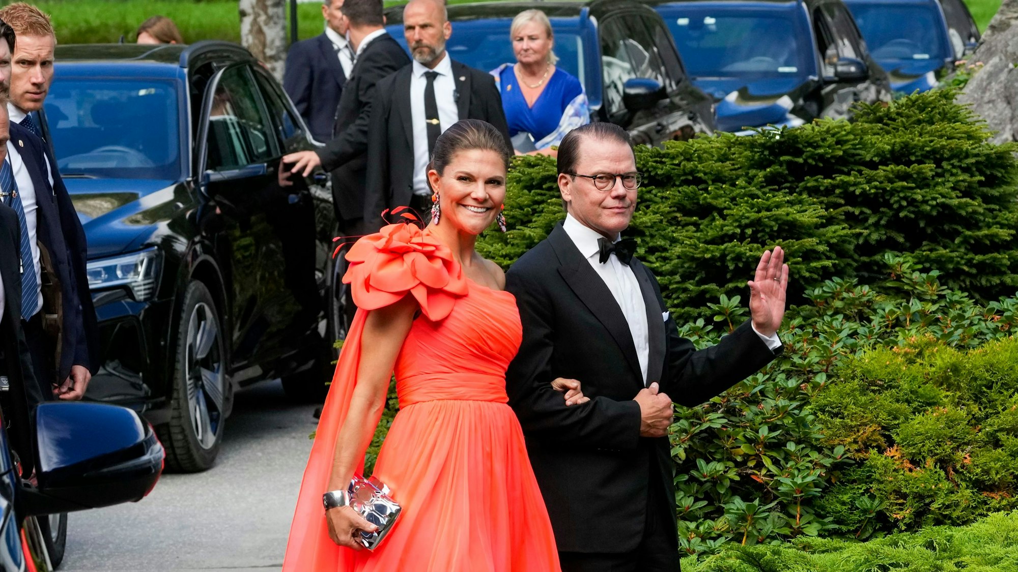 Schwedens Kronprinzessin Victoria und Prinz Daniel besuchen die Hochzeit von Norwegens Prinzessin Martha Louise und Durek Verret.
