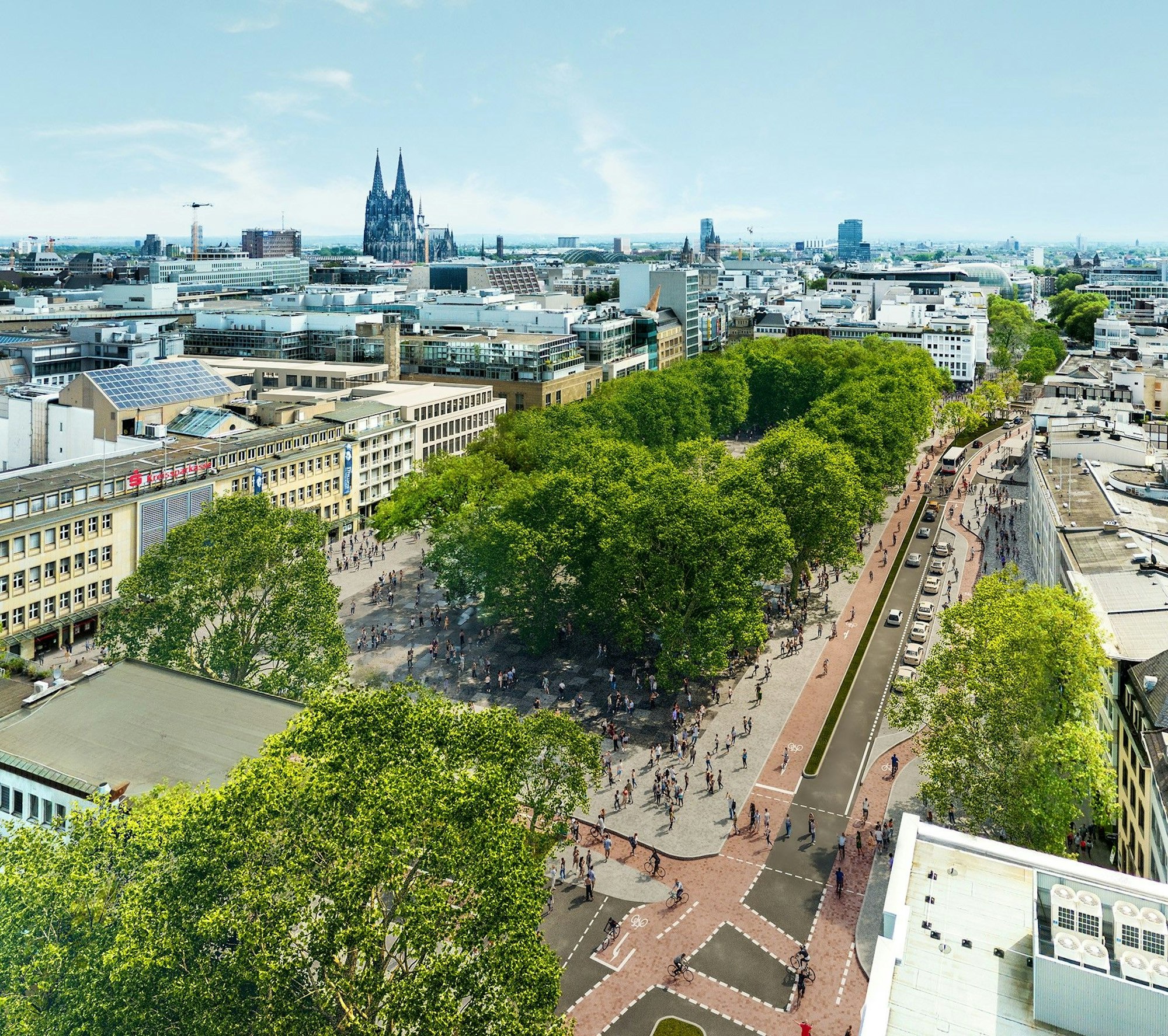 Die CDU-Fraktion hat vier neue Visualisierungen der oberirdischen Variante und der Tunnellösung für die  Ost-West-Achse erstellen lassen. Hier im Bild: Neumarkt mit Tunnellösung.