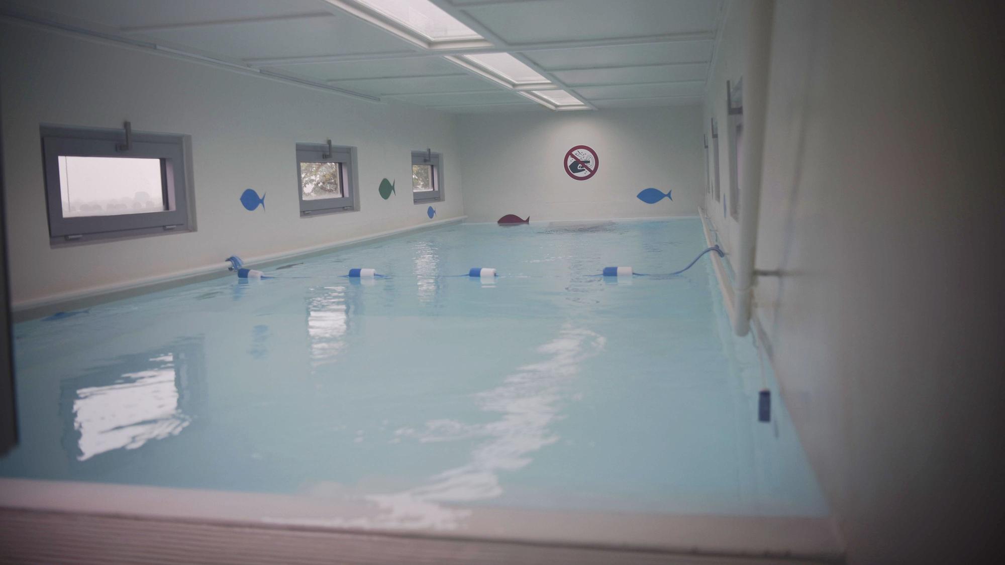 Das Bild zeigt das Innenleben des Schwimmcontainers in Zülpich.