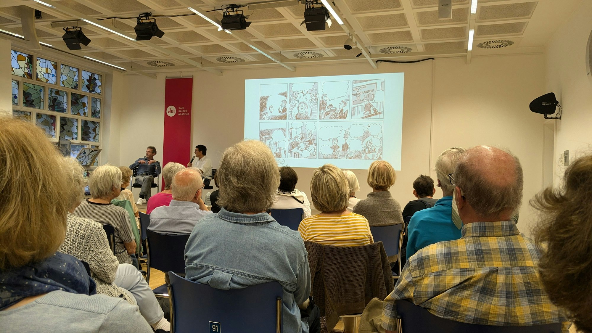 Karikaturist Heiko Sakurai und Journalist Joachim Frank in Köln