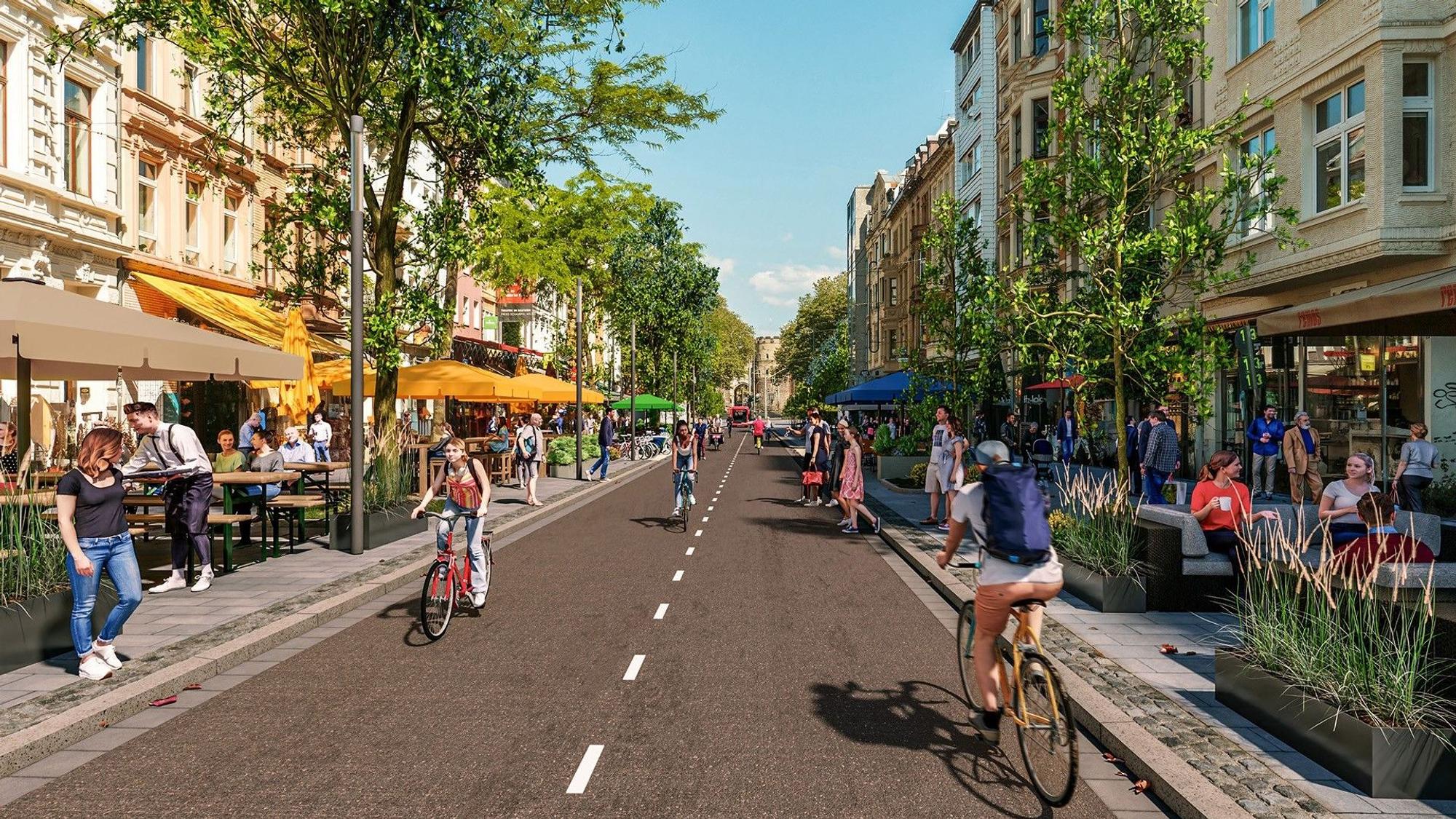 So könnte die Aachener Straße aussehen, wenn ein Tunnel für die Stadtbahn unter ihr gebaut würde: Die CDU hat neue Visualisierungen einer ausgebauten Ost-West-Achse veröffentlicht.