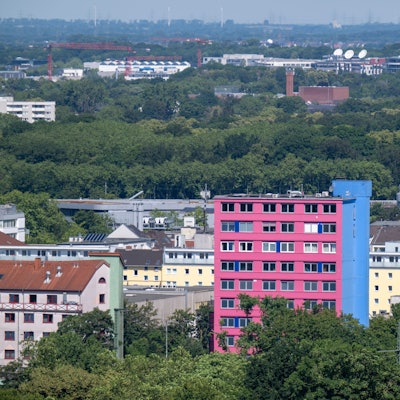 Blick auf das Bordell „Pascha“ vom Dach des Hansa-Hochhauses.