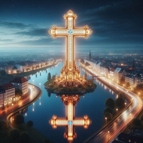 So sieht die KI Sehenswürdigkeiten in der Region. Hier das Bayerkreuz in Leverkusen.