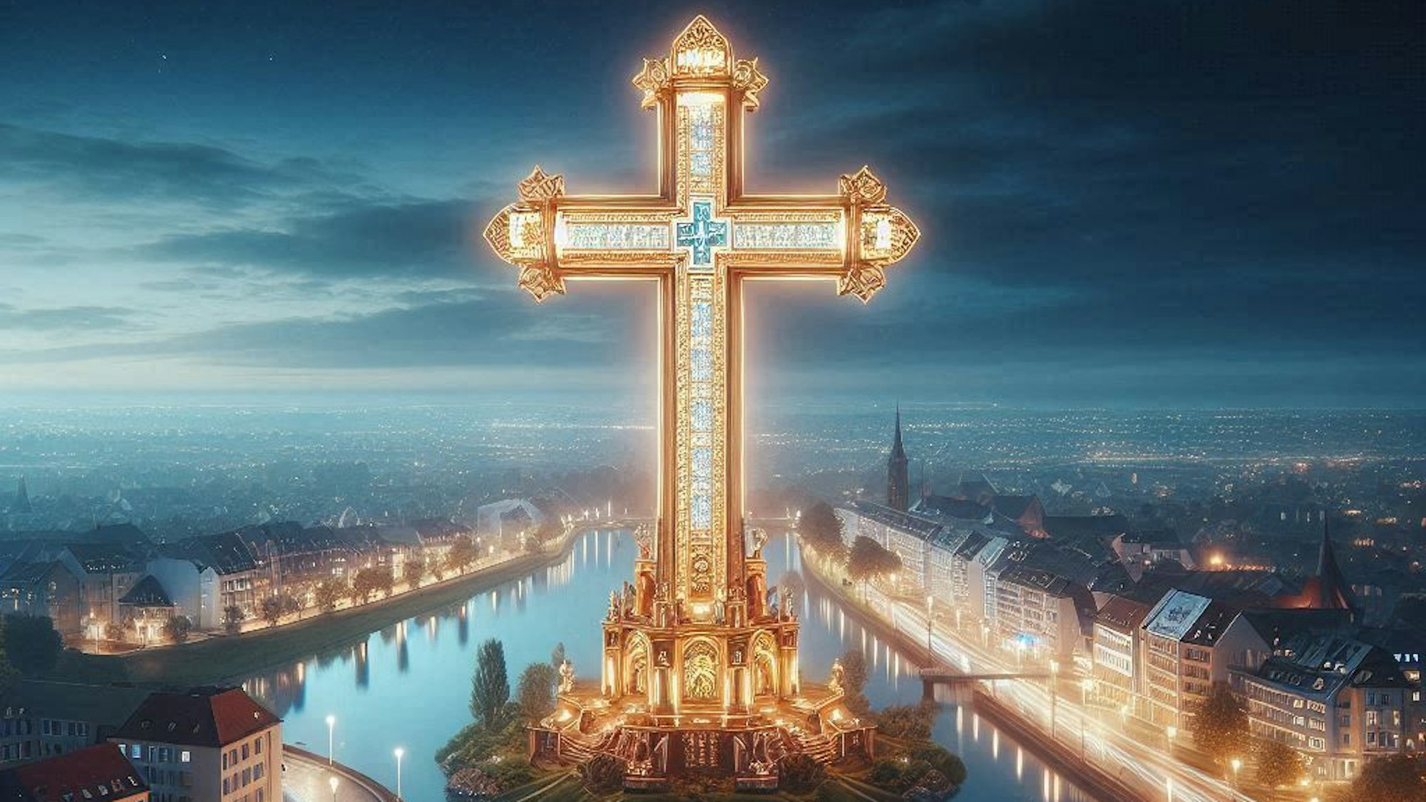 So sieht die KI Sehenswürdigkeiten in der Region. Hier das Bayerkreuz in Leverkusen.