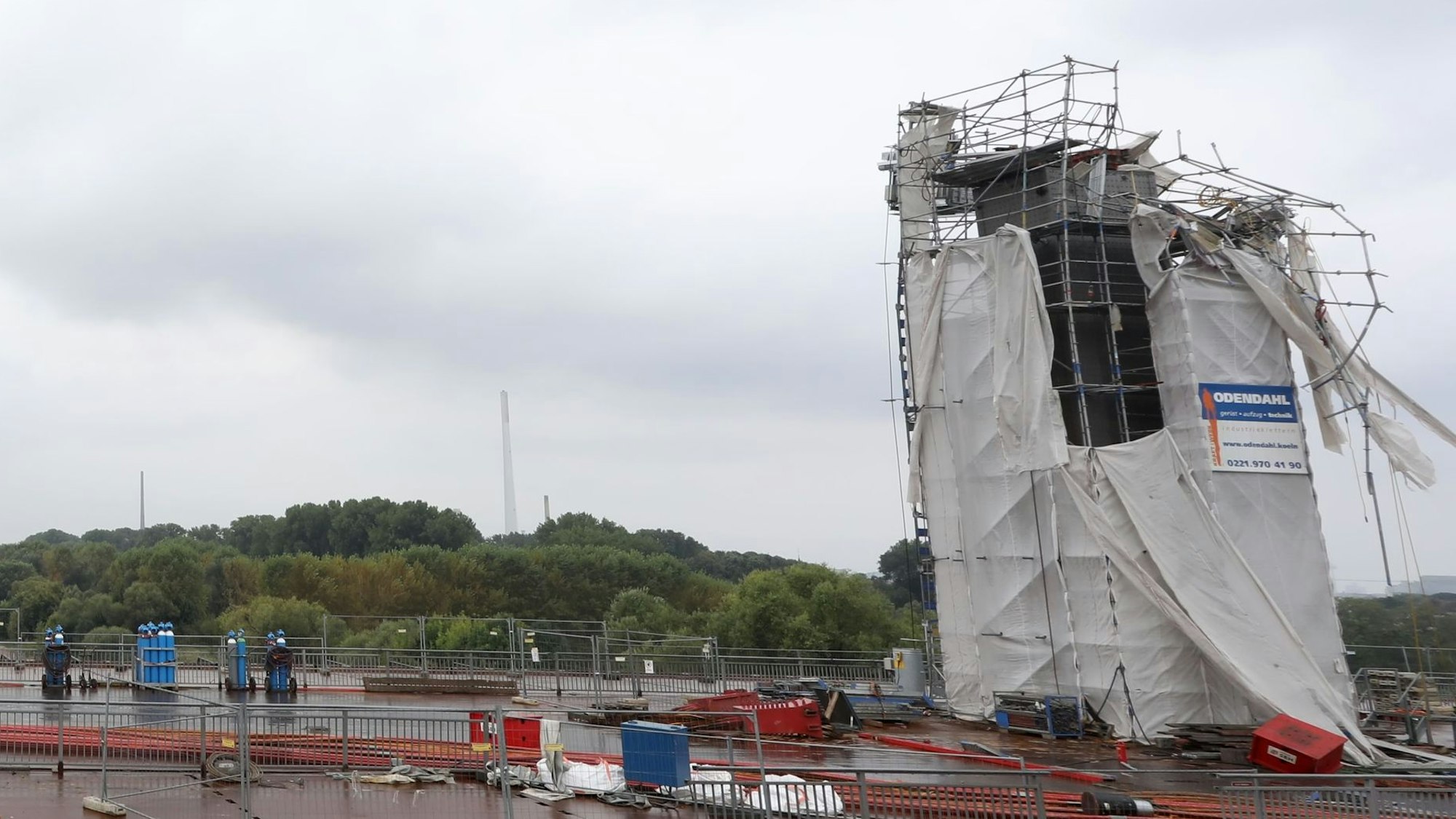 Blick auf die Unfallstelle am Tag nach dem tödlichen Arbeitsunfall am 29. August.