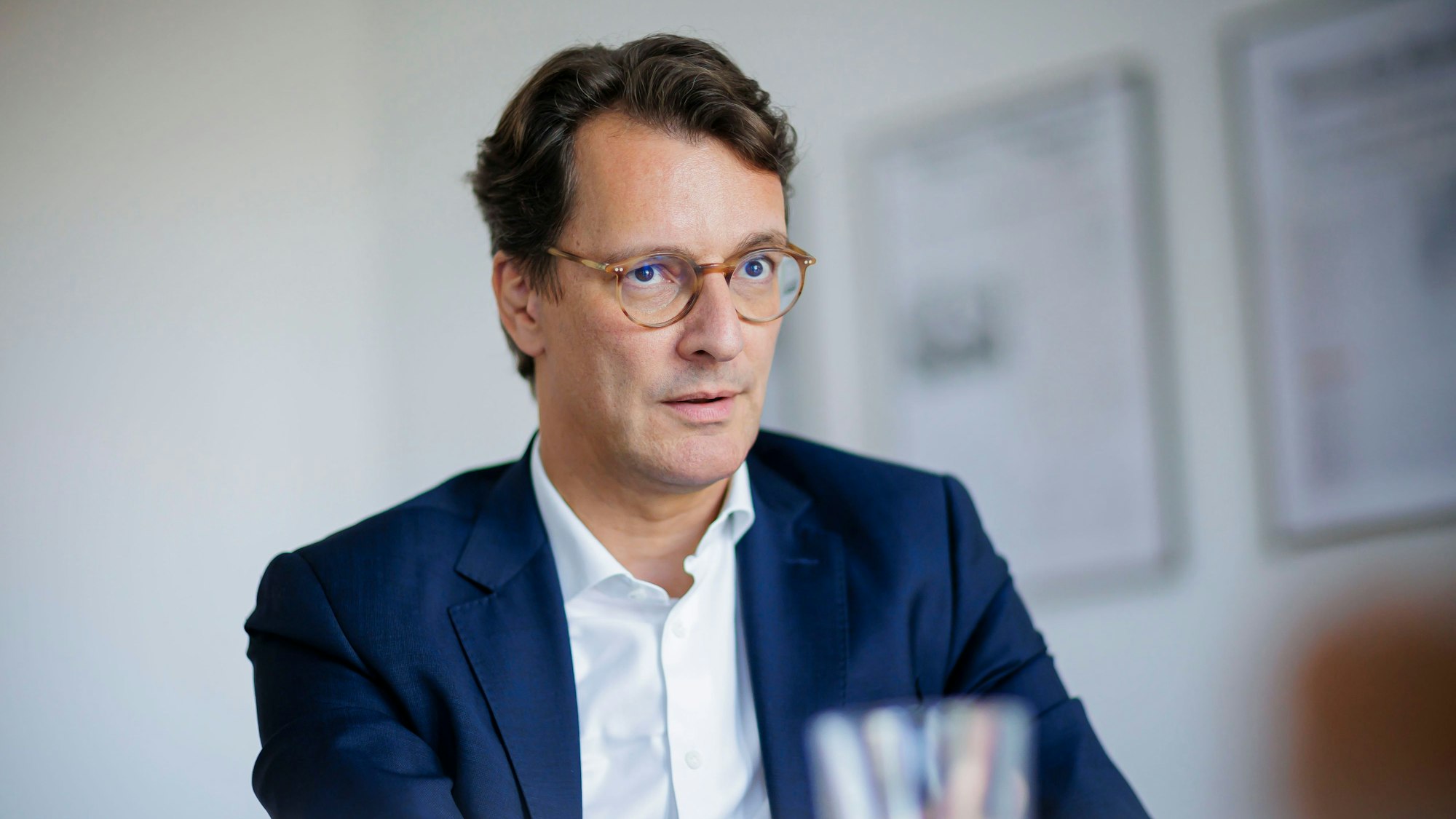 Interview mit Hendrik Wuest, CDU, Ministerpraesident von Nordrhein-Westfalen, und Jan Redmann, Landesvorsitzender der CDU Brandenburg. Berlin, 28.08.2024.