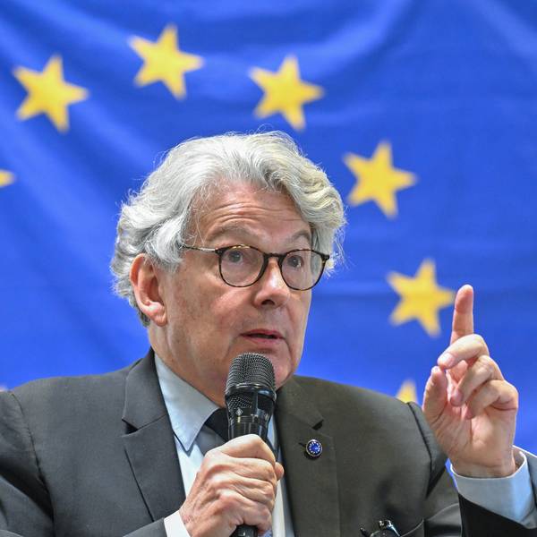 Thierry Breton, EU-Kommissar für Binnenmarkt und Dienstleistungen, spricht auf der Veranstaltung.
