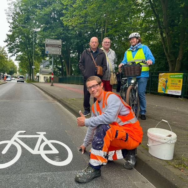 Radpiktogramm auf der Straße