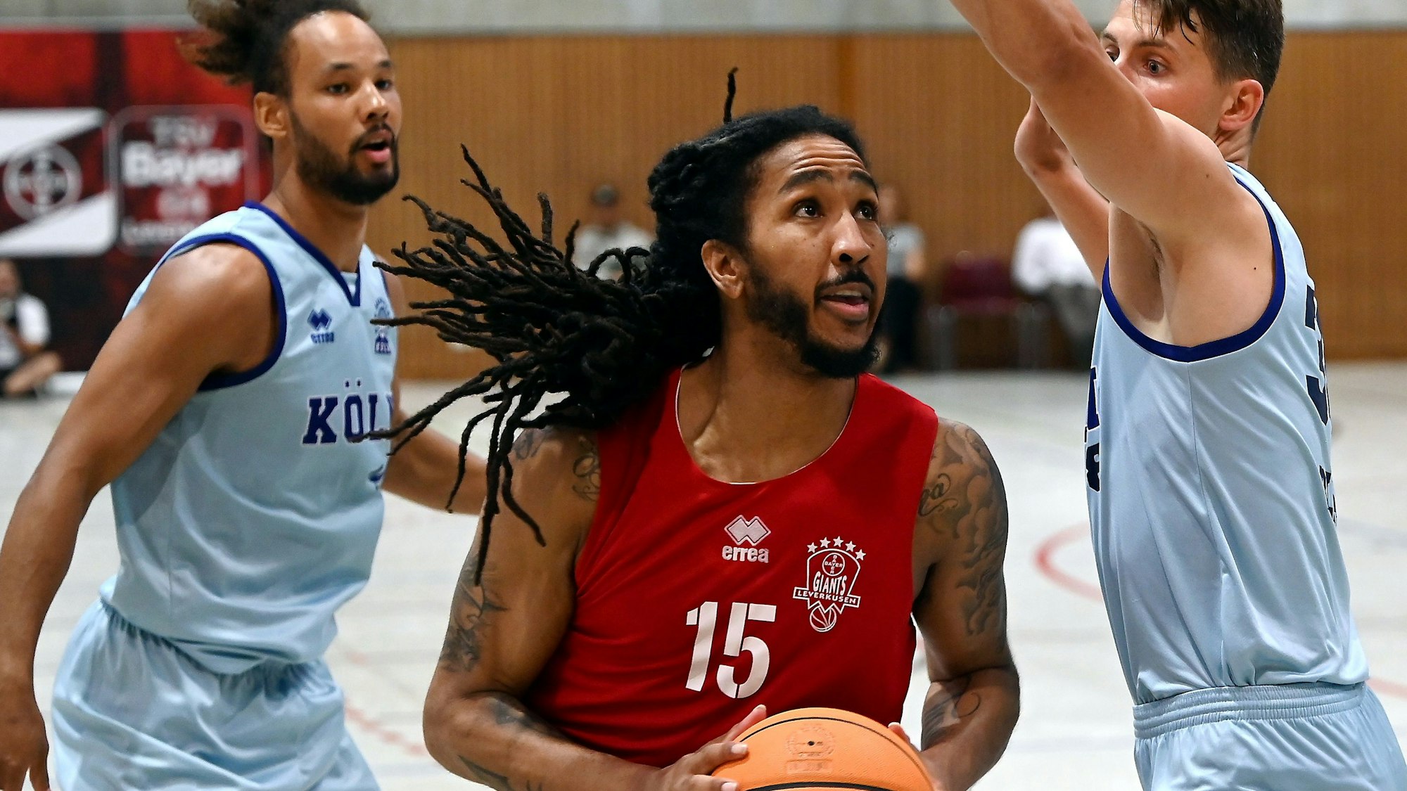 30.08.2024, Basketball-Bayer Giants - Deutzer TV
mitte: Donte Nicholas (Bayer)
Foto: Uli Herhaus