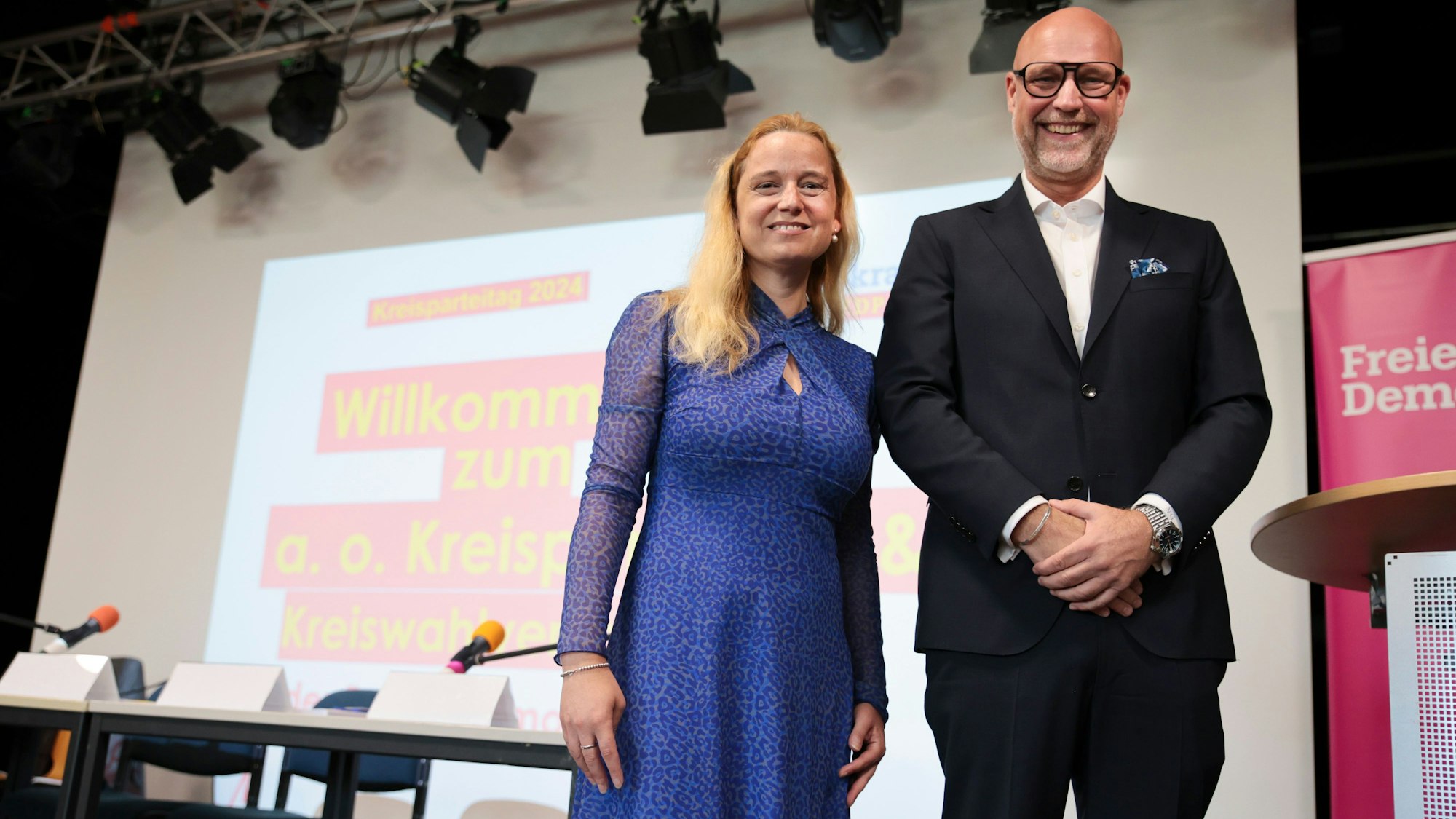 21.09.2024, Köln: Sylvia Laufenberg und Volker Görzel..FDP Parteitag.Foto:Dirk Borm