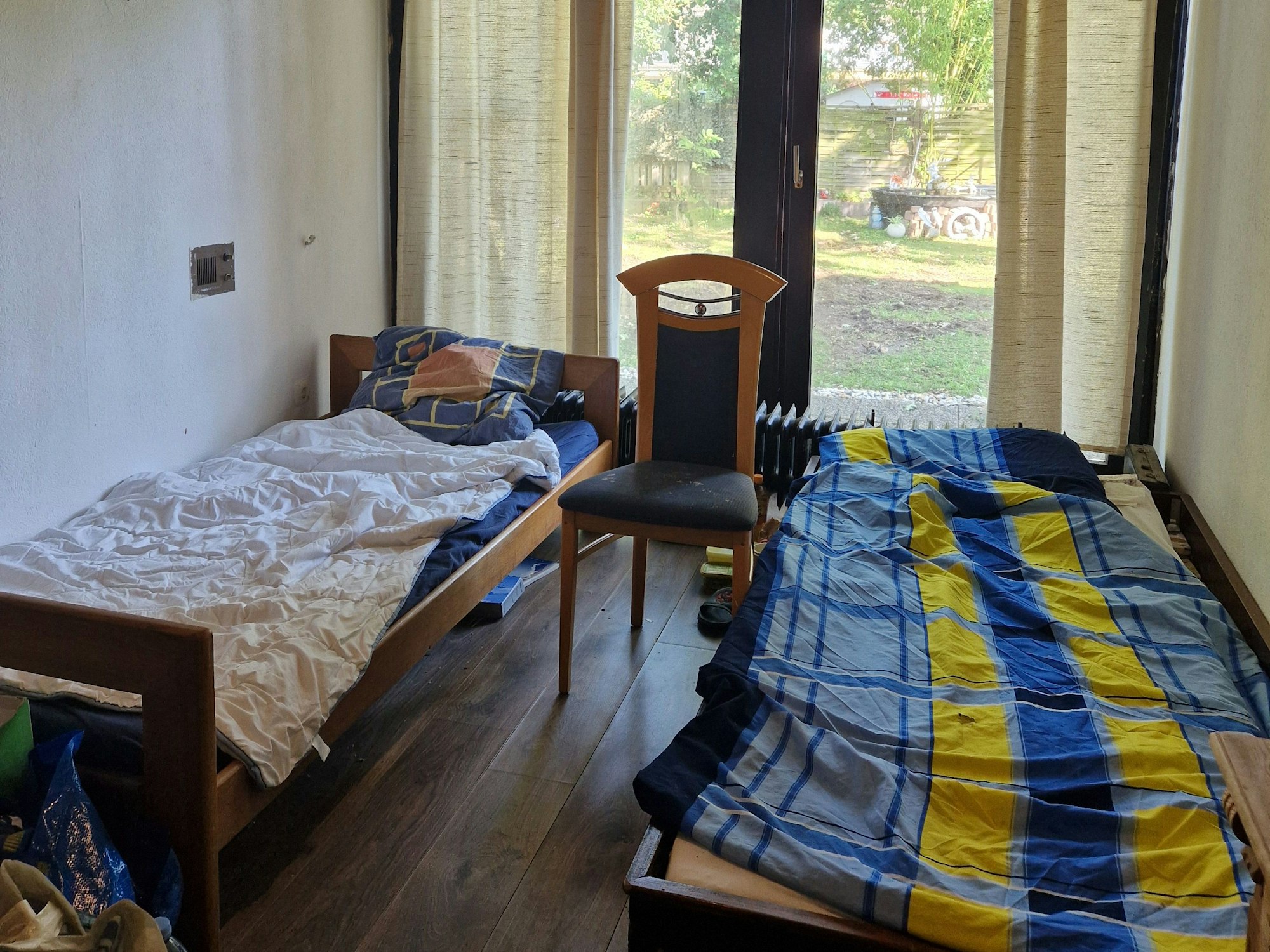 Das Zimmer von Jürgen Westfeld und Michael Hornig in der Notunterkunft.