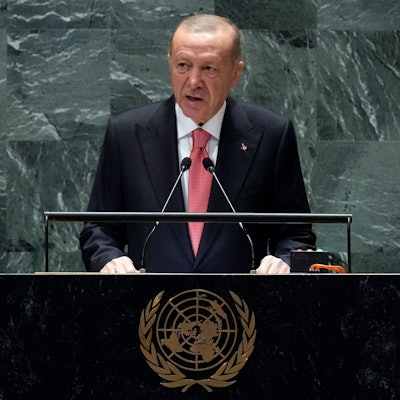 Der türkische Präsident Recep Tayyip Erdogan spricht auf der 79. Sitzung der Generalversammlung der Vereinten Nationen im UN-Hauptquartier.