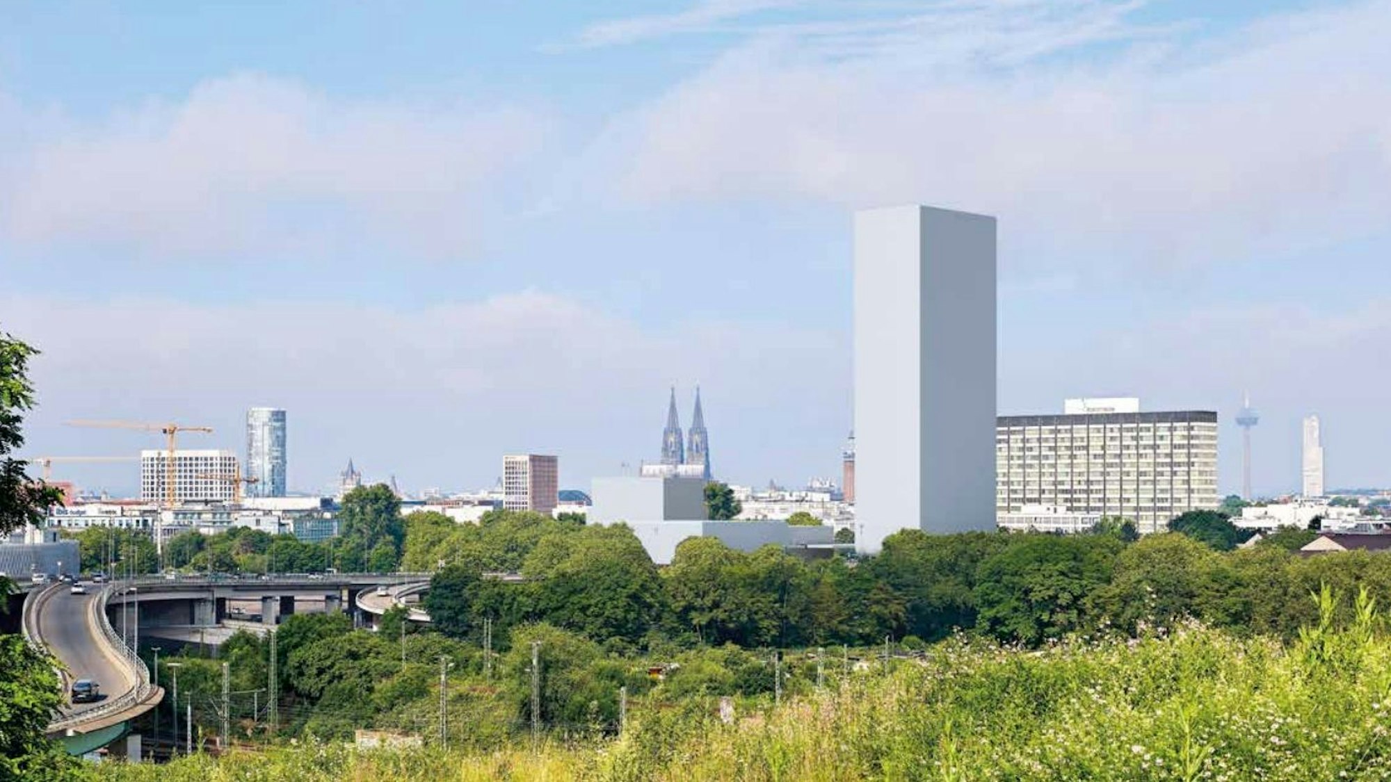 Eine Visualisierung für ein neues Hochhaus.