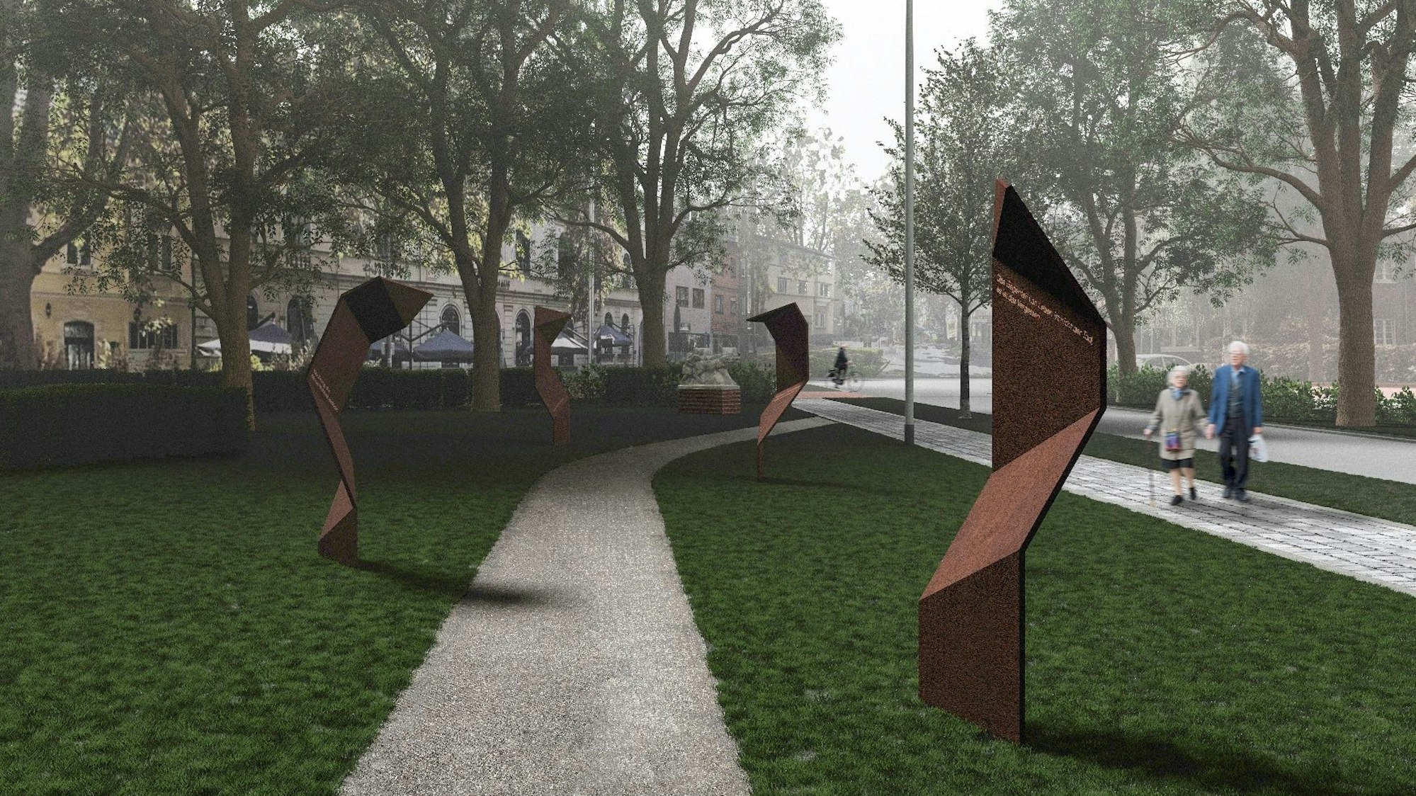 Auf dem Bild ist die Visualisierung der Gedenkstätte zu sehen.