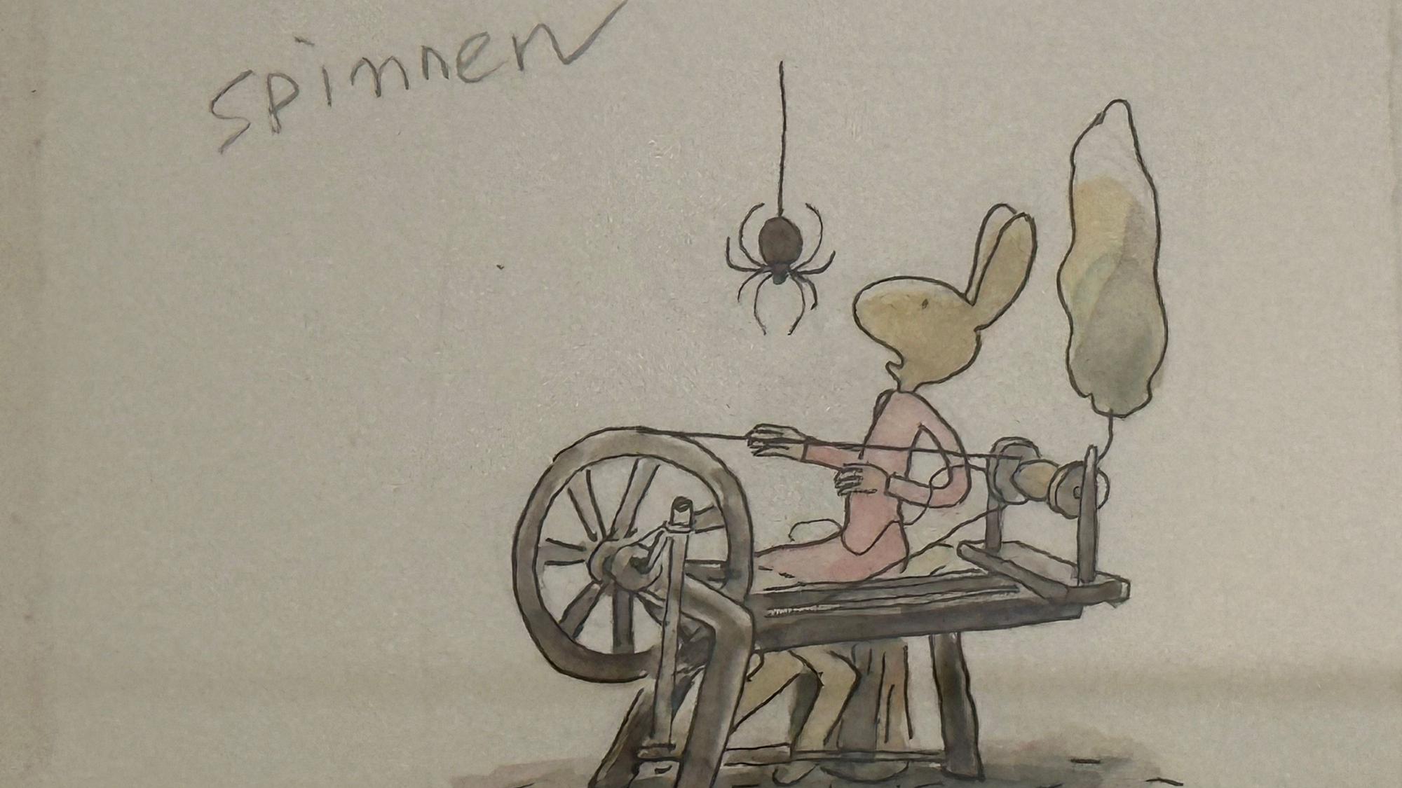 Ein von Thé gezeichnetes Wörterbuch: hier Spinnen und spinnen