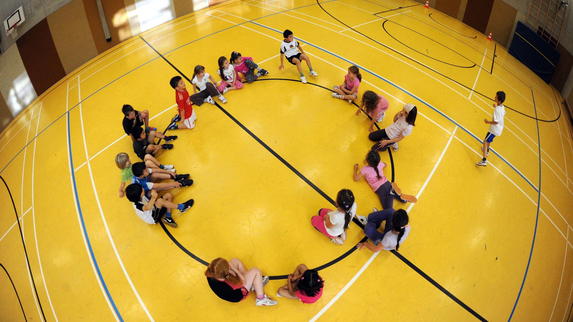 Auf dem Bild sind Kinder beim Schulsport zu sehen.