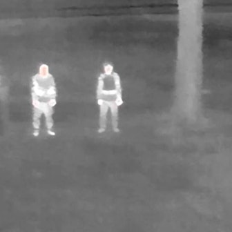 Ukrainische Soldaten in einem Wald auf einer Aufnahme einer Wärmebildkamera. (Symbolbild)