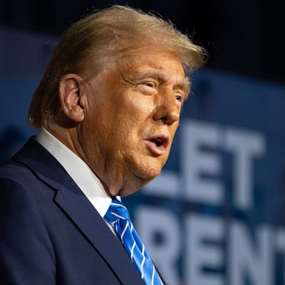 MILWAUKEE, WISCONSIN - OCTOBER 1: Former President and Republican Presidential nominee Donald Trump speaks at a press conference in the Discovery Center on October 1, 2024 in Milwaukee, Wisconsin. Trump spoke to reporters about citizens being able to choose their own schools and promises he would keep if elected.   Jim Vondruska/Getty Images/AFP (Photo by Jim Vondruska / GETTY IMAGES NORTH AMERICA / Getty Images via AFP)