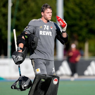 Jean-Paul Danneberg Torwart, KTHC, 74, Einzelbild, Einzelfoto, Aktion, Action, 21.09.2024, Mannheim Deutschland, Hockey, 1. Bundesliga, Herren, Mannheimer HC - Rot-Weiss Köln *** Jean Paul Danneberg Goalkeeper, KTHC, 74 , single picture, single photo, action, action, 21 09 2024, Mannheim Germany , Hockey, 1 Bundesliga, Men, Mannheimer HC Rot Weiss Köln xozx