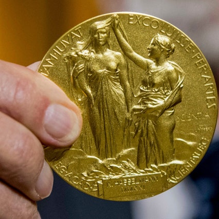 Die Medaille des Friedensnobelpreises.