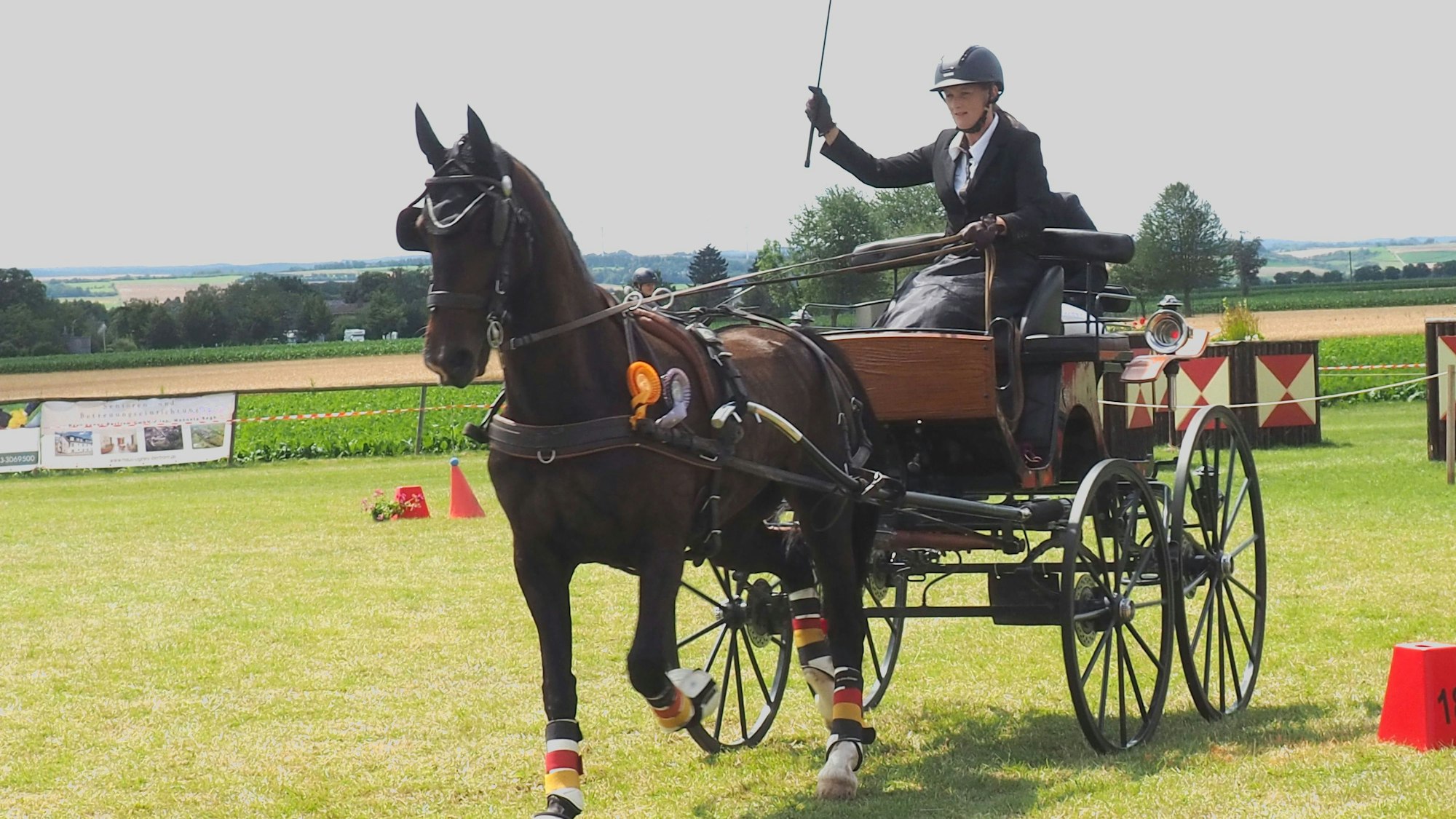 Das Bild zeigt Alex Sievers beim Wettbewerb in Zülpich. Sie sitzt auf einer Kutsche.