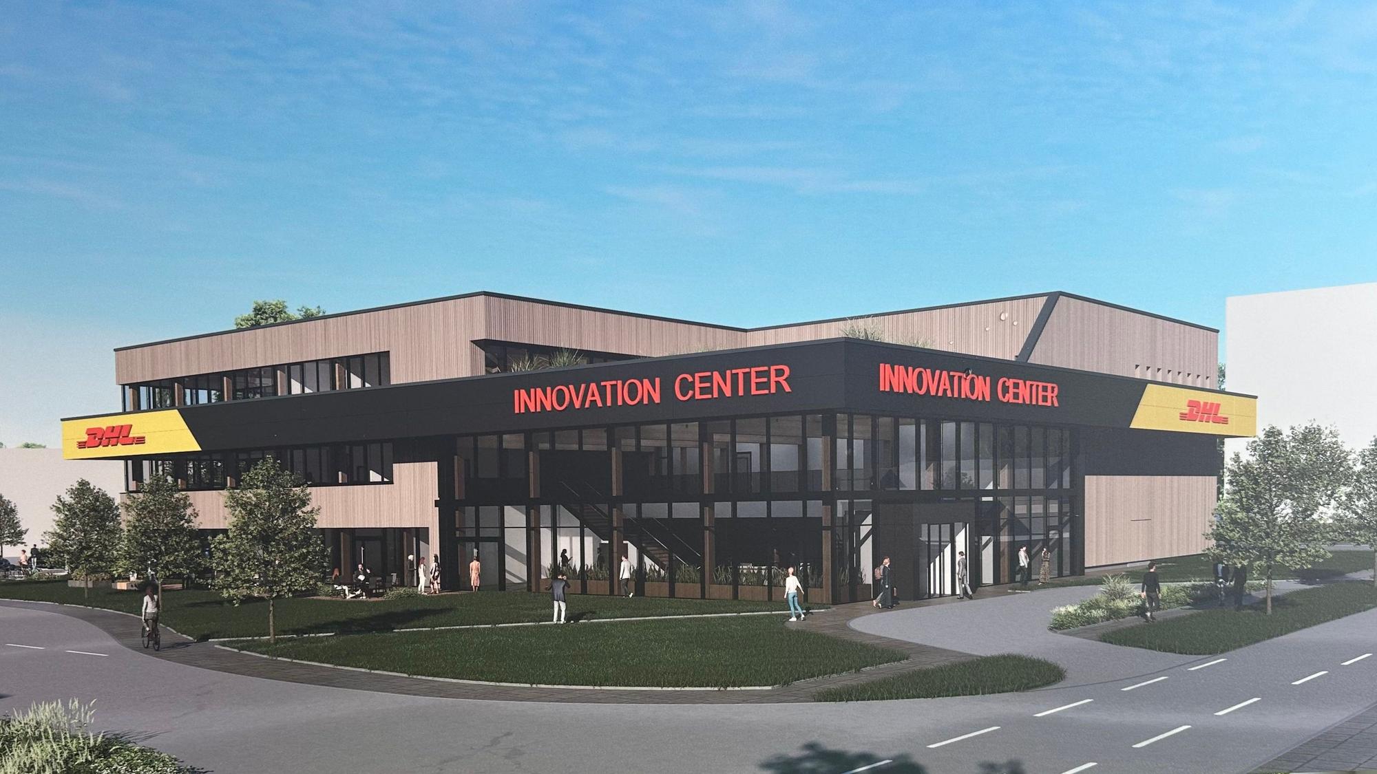 Ein Flachdachbau mit drei Geschossen ist das neue Innovation-Center von DHL in Troisdorf. Bezogen werden soll es 2025.