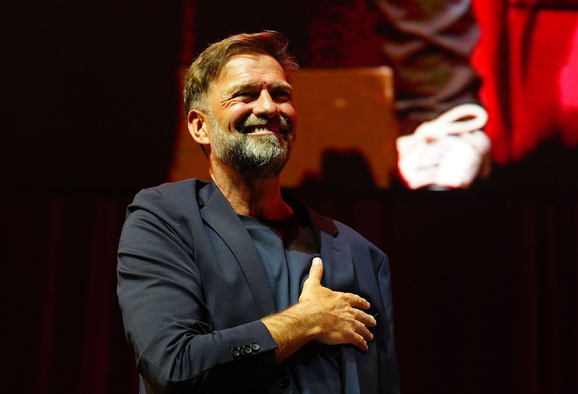 Jürgen Klopp während einer Veranstaltung in der M&S Bank Arena Liverpool zur Verabschiedung des Liverpooler Trainers. (Archivbild)