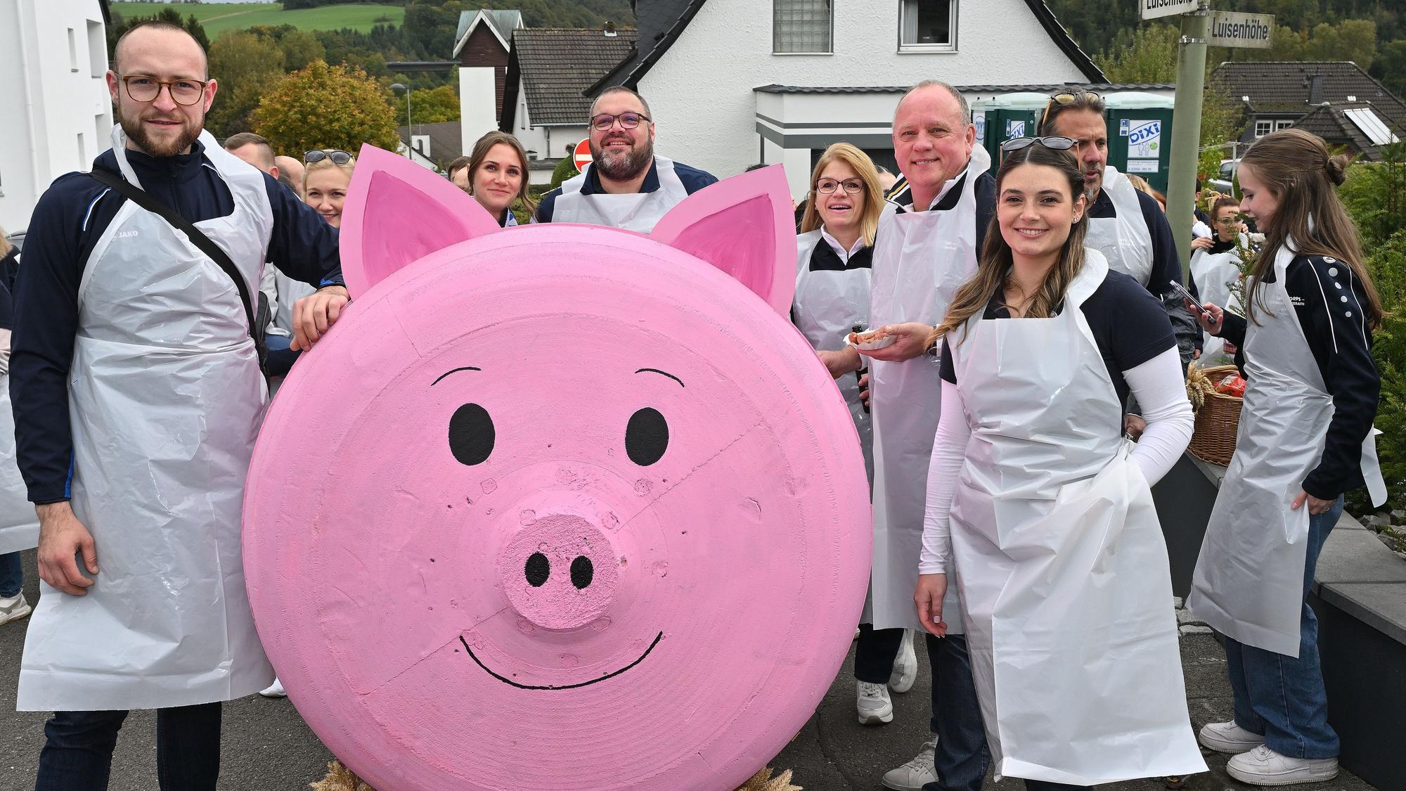 Ein Schwein mit auf dem Zug in Vilkerath.