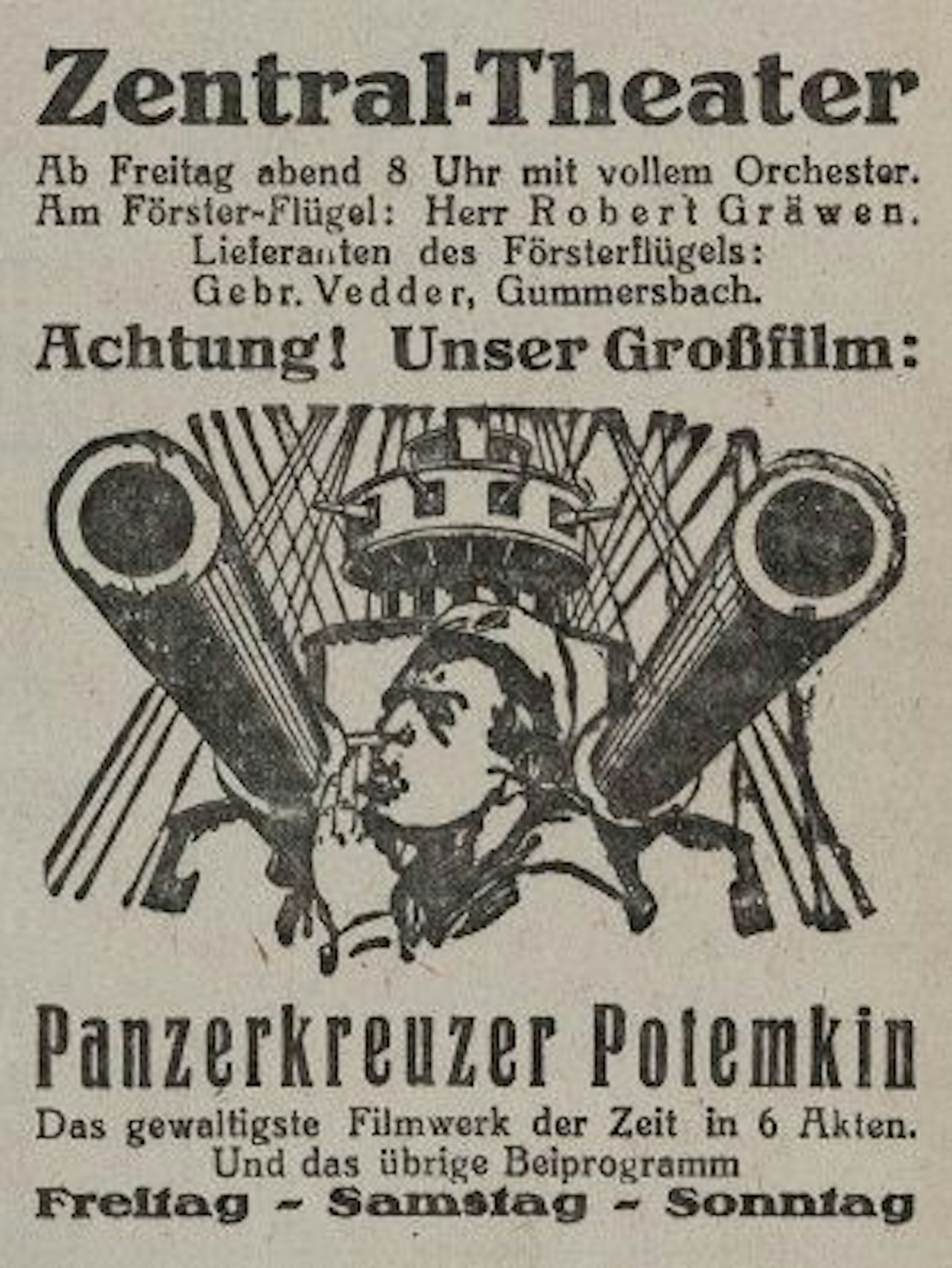Altes Filmplakat: „Panzerkreuzer Potemkin“.