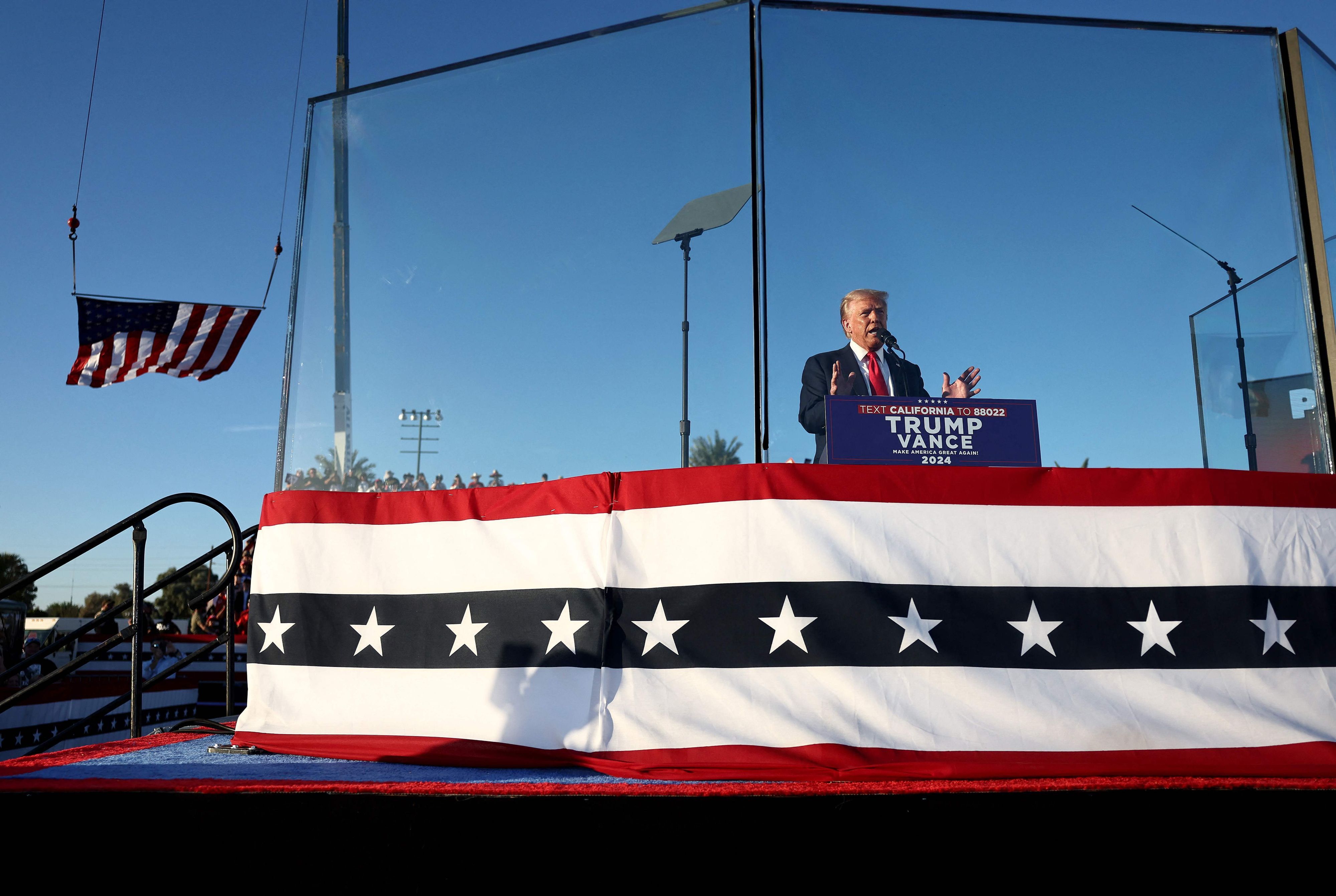 Donald Trump bei einer Wahlkampfveranstaltung in Coachella, Kalifornien.