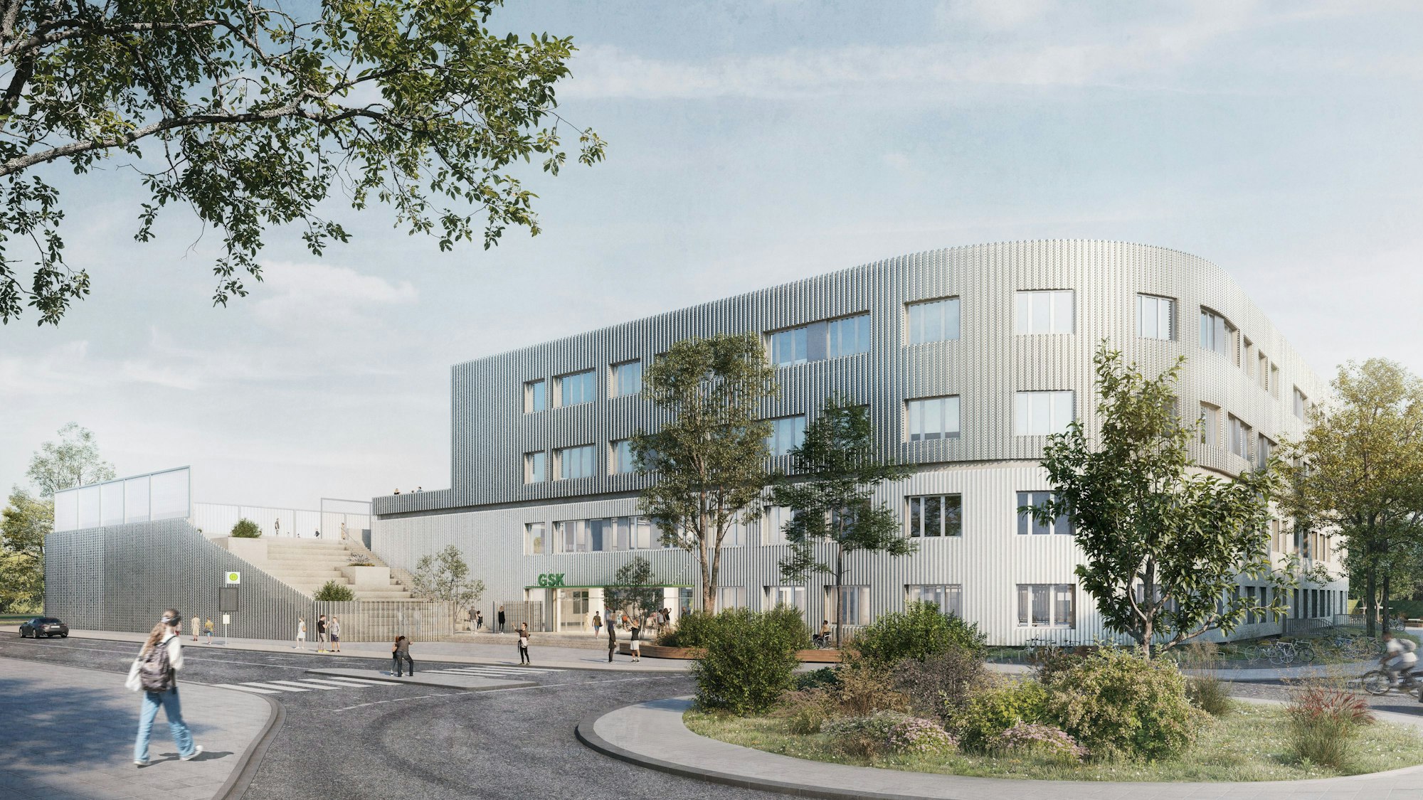 Visualisierung des zur Gesamtschule umgebauten Kalker Odysseums in der Corintostraße.