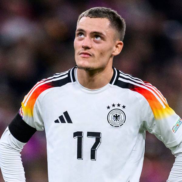 14.10.2024, Bayern, München: Fußball: Nations League A, Deutschland - Niederlande, Gruppenphase, Gruppe 3, 4. Spieltag, Allianz Arena. Deutschlands Florian Wirtz reagiert im Spiel. (zu dpa: «Wirtz zieht sich Kapselverletzung am Sprunggelenk zu») Foto: Tom Weller/dpa +++ dpa-Bildfunk +++