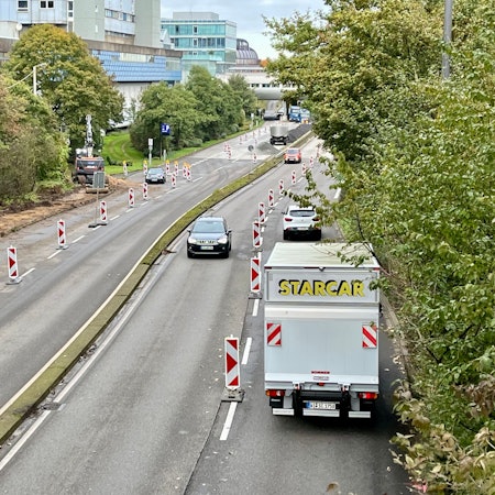 Bauarbeiten und halbseitige Sperrung des Europarings.