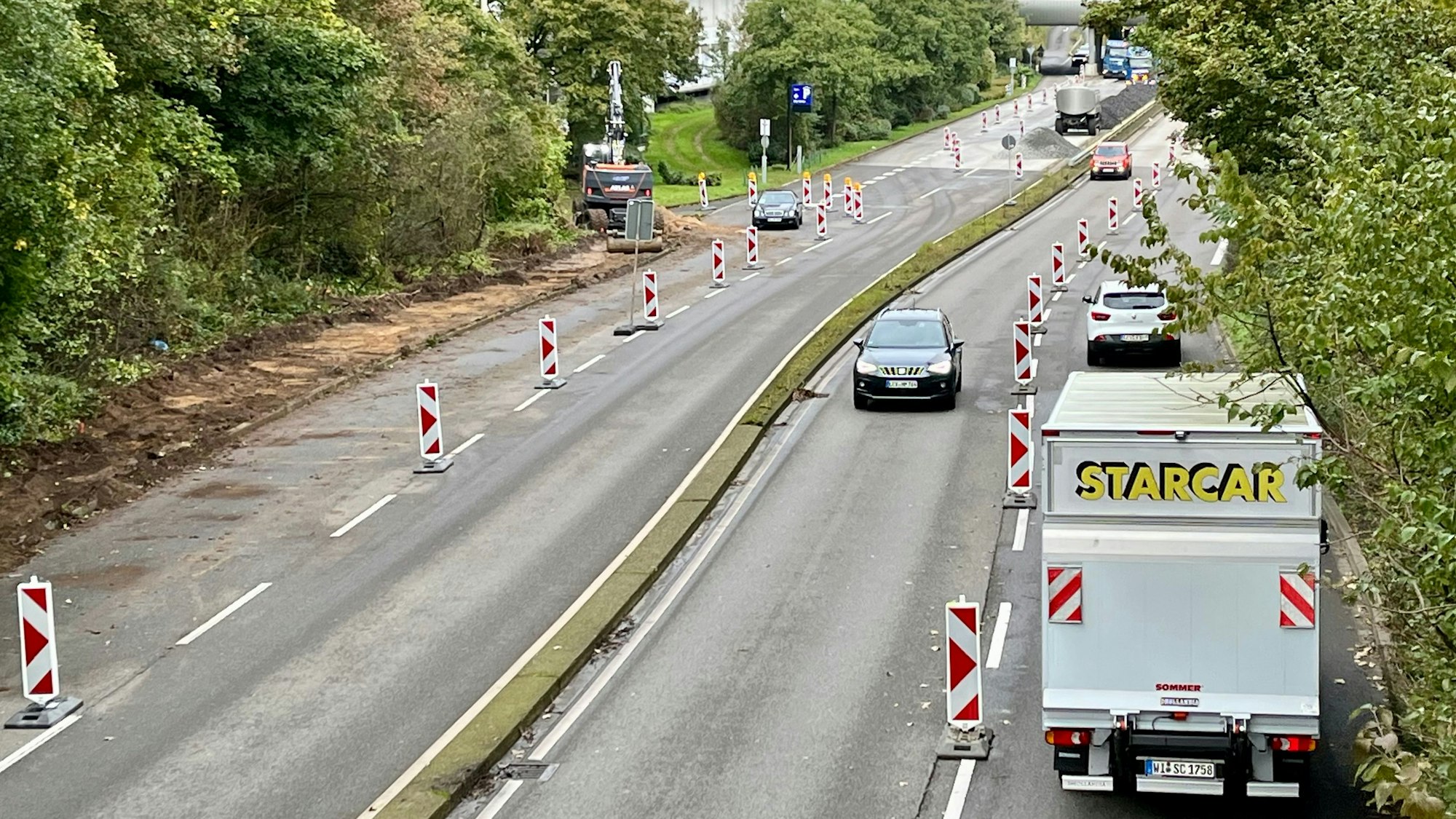 Bauarbeiten und halbseitige Sperrung des Europarings.