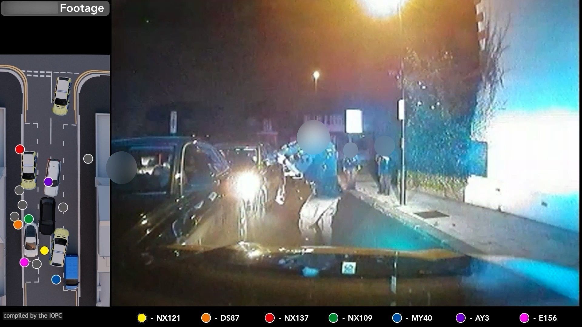 Dieser vom Unabhängigen Büro für polizeiliches Fehlverhalten (IOPC) zur Verfügung gestellte Handout-Bildschirmausschnitt zeigt eine Aufnahme aus der Body-Cam eines Polizisten.