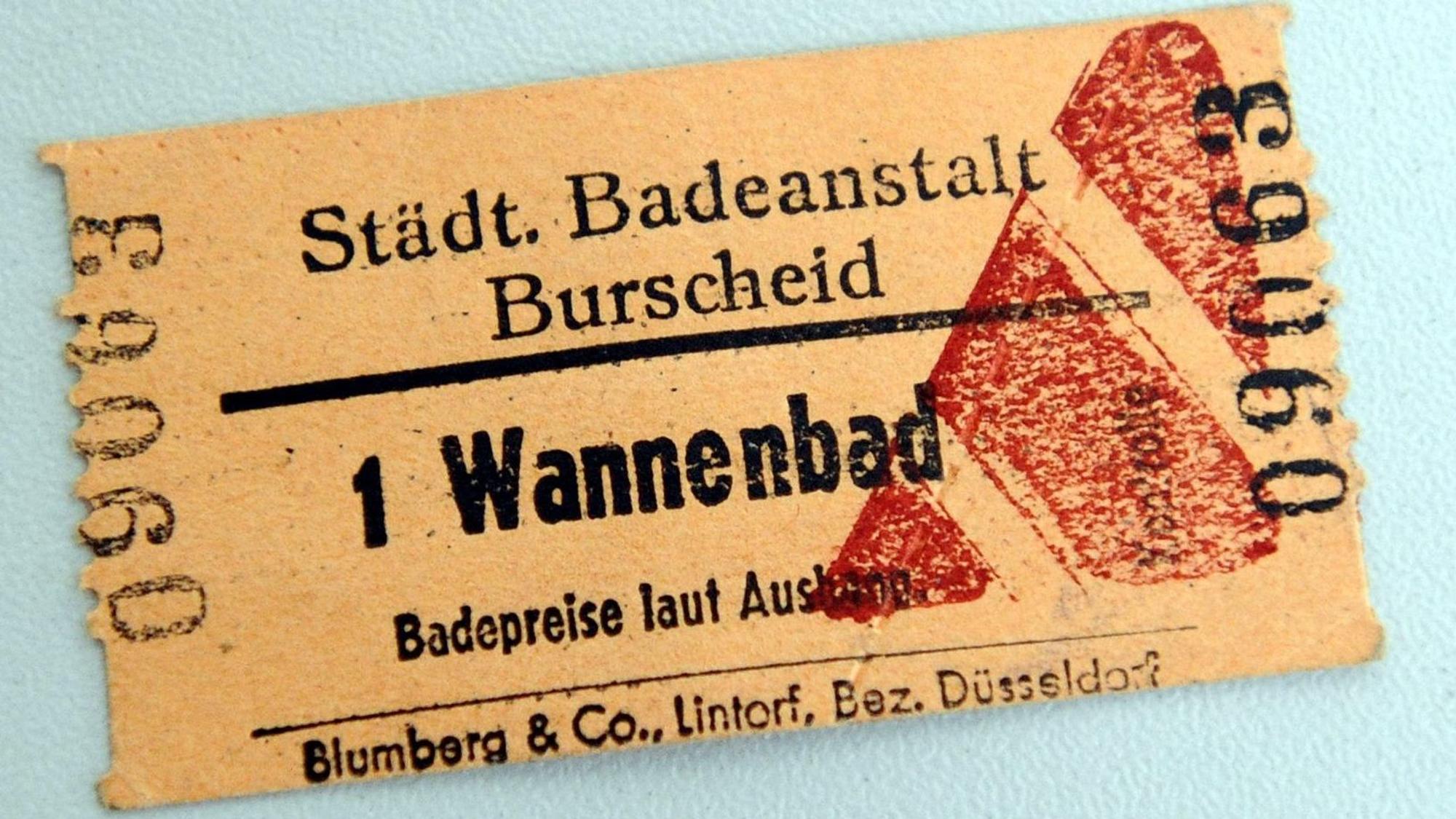 Eine alte Eintrittskarte für das Burscheider Bad