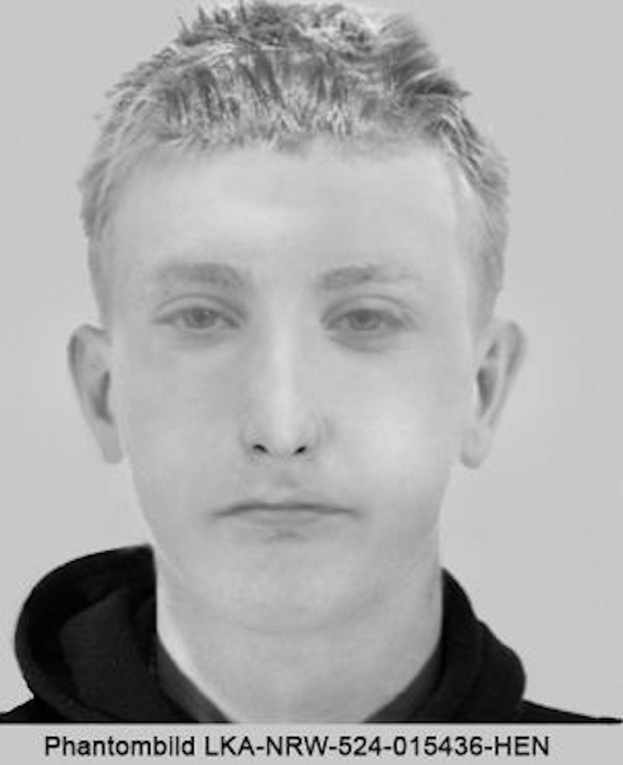 Dieses Phantombild zeigt den mutmaßlichen Räuber, der eine Kioskmitarbeiterin mit einer Waffe bedroht haben soll.