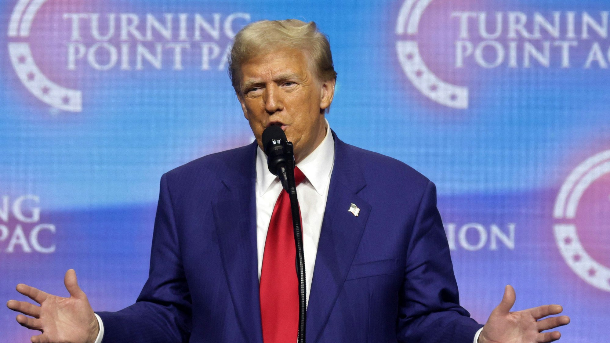 Donald Trump absolvierte am Mittwoch eine Wahlkampfveranstaltung in Duluth, Georgia.