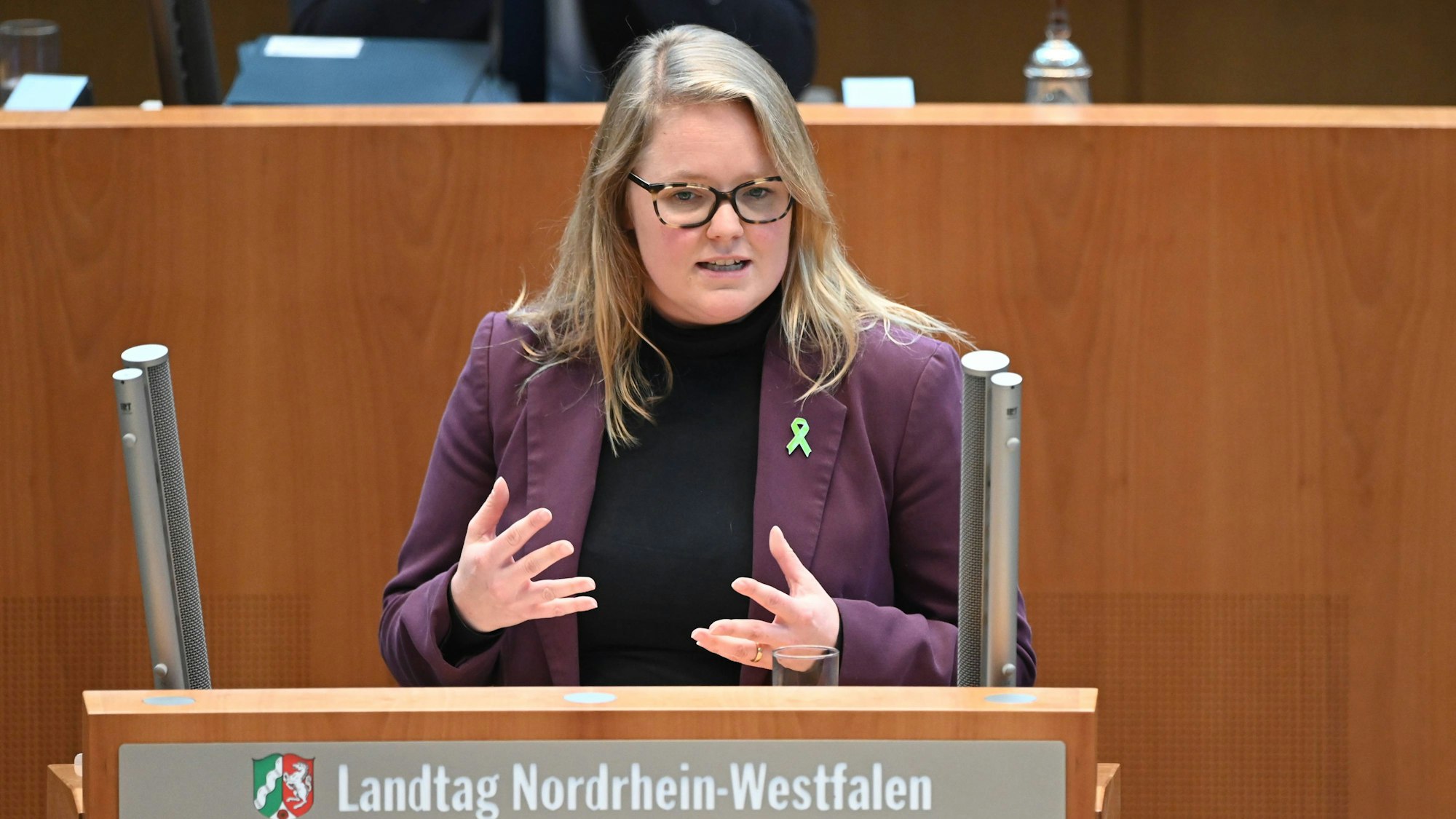 Lisa Kapteinat (SPD) bei einer Rede im Düsseldorfer Landtag.