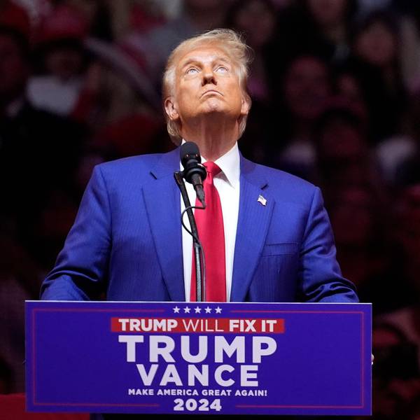 27.10.2024, USA, New York: Der republikanische US-Präsidentschaftskandidat und ehemalige US-Präsident Donald Trump spricht bei einer Wahlkampfveranstaltung im Madison Square Garden in New York.