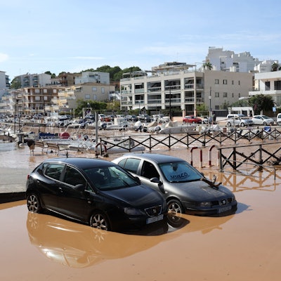 Mallorca: Überschwemmungen in Porto Cristo als Folge der starken Regenfälle. Auf der Baleareninsel hat es in der Nacht zu Montag (28. Oktober) heftig geregnet.