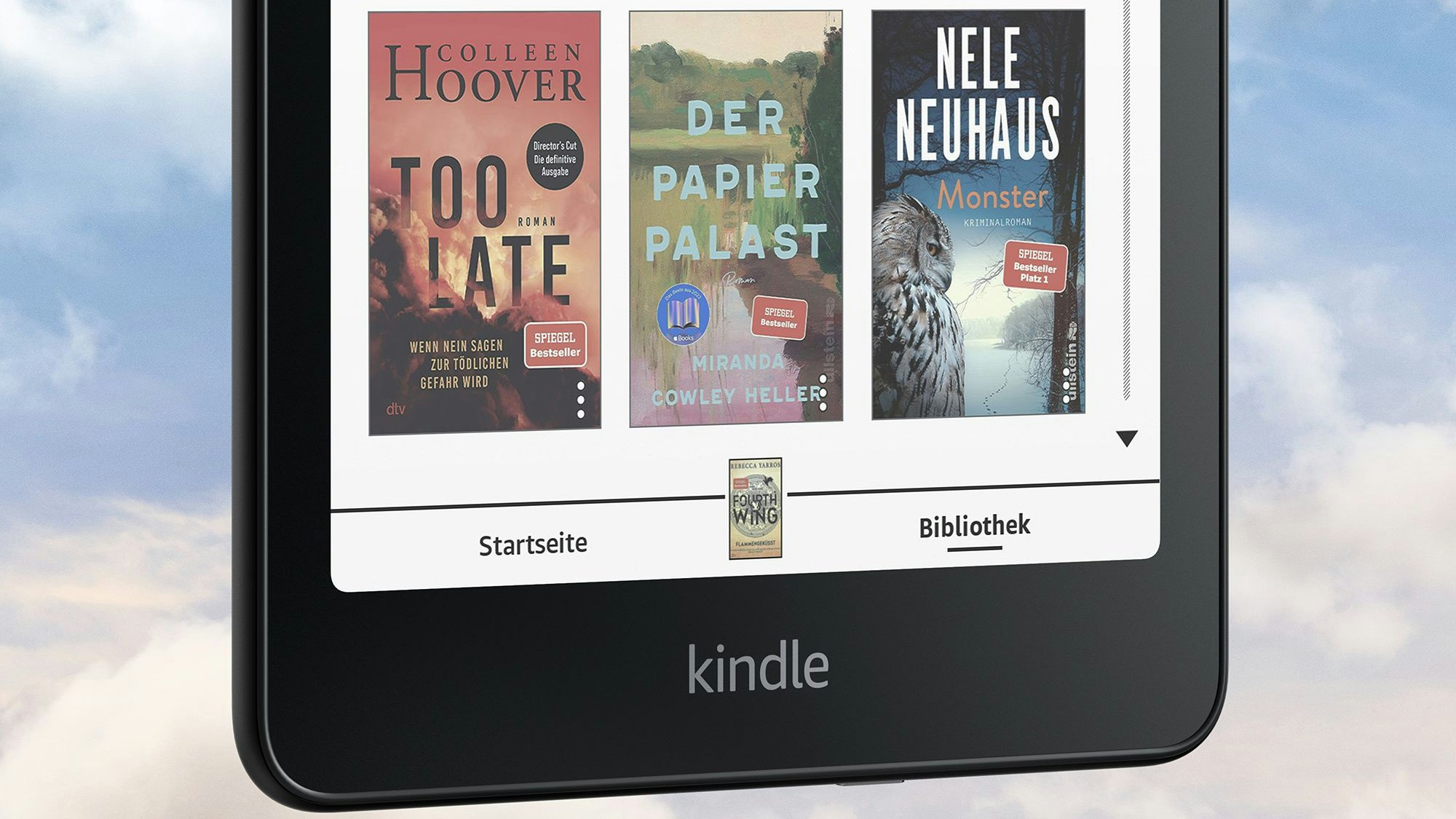 Bibliothek des neuen Kindles mit farbigen Buchcovern.