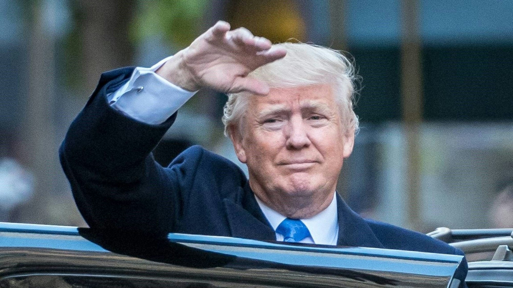 Donald Trump nach seiner Stimmabgabe am 8. November 2016 in New York