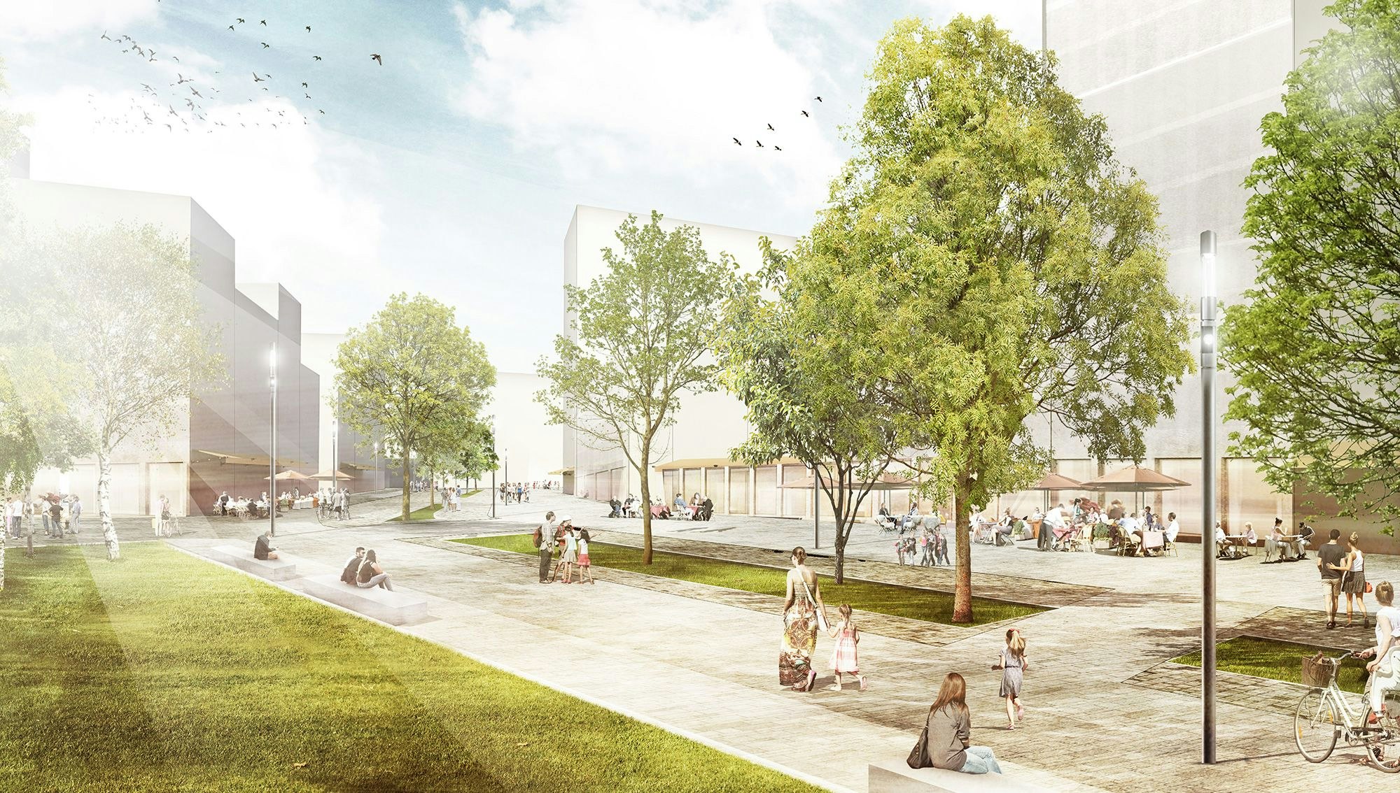 Die Visualisierung zeigt die Parkstadt Süd.