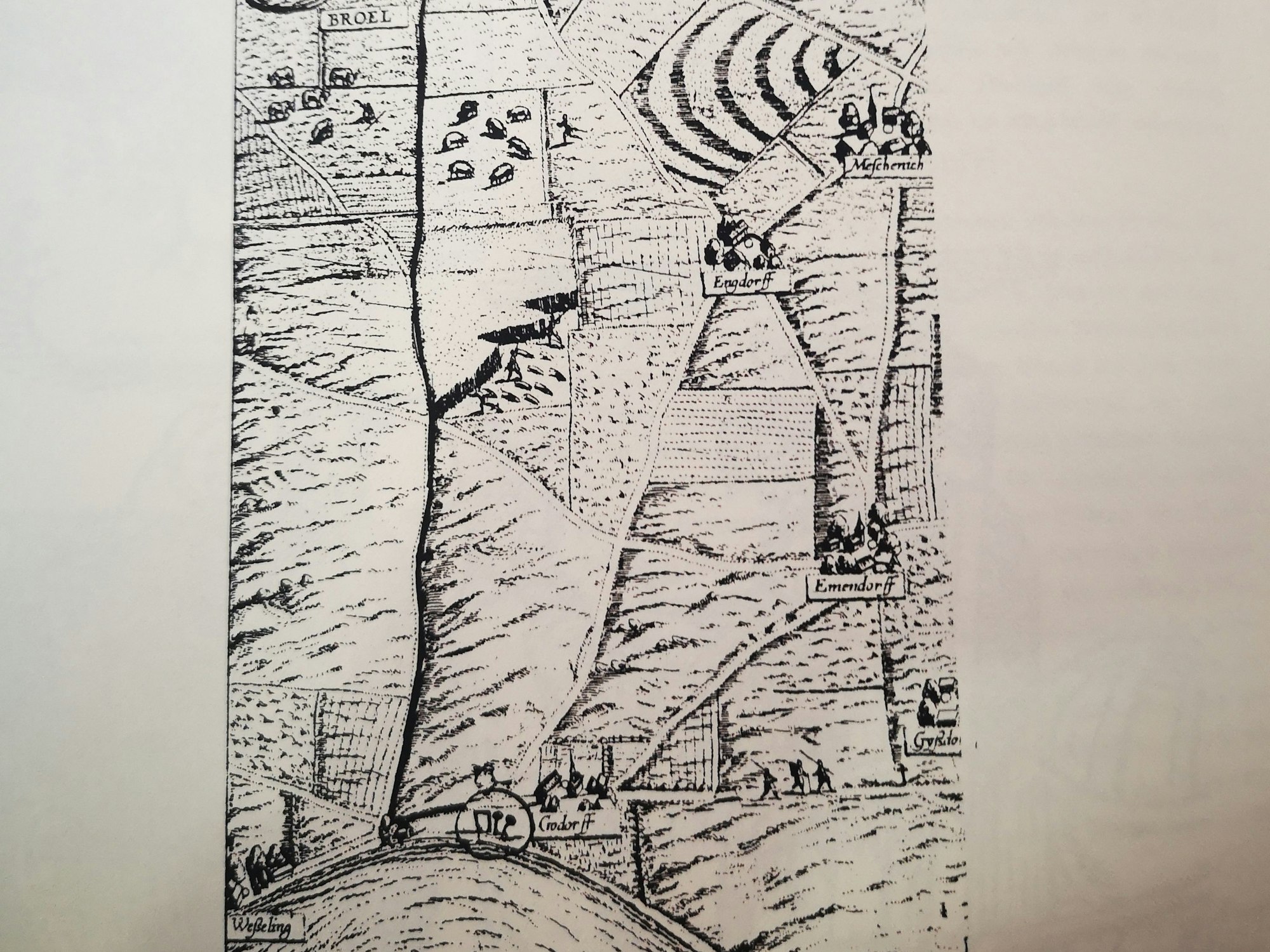 Der Weg vom damaligen Brühl des 17. Jahrhunderts zur Hinrichtungsstätte von Anna Schmitz am Rhein bei Godorf.