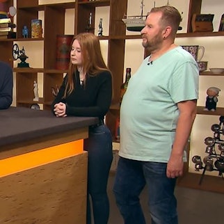 Patrick Köller und Tochter Celina mit Horst Lichter und Sven Deutschmanek bei „Bares für Rares“.