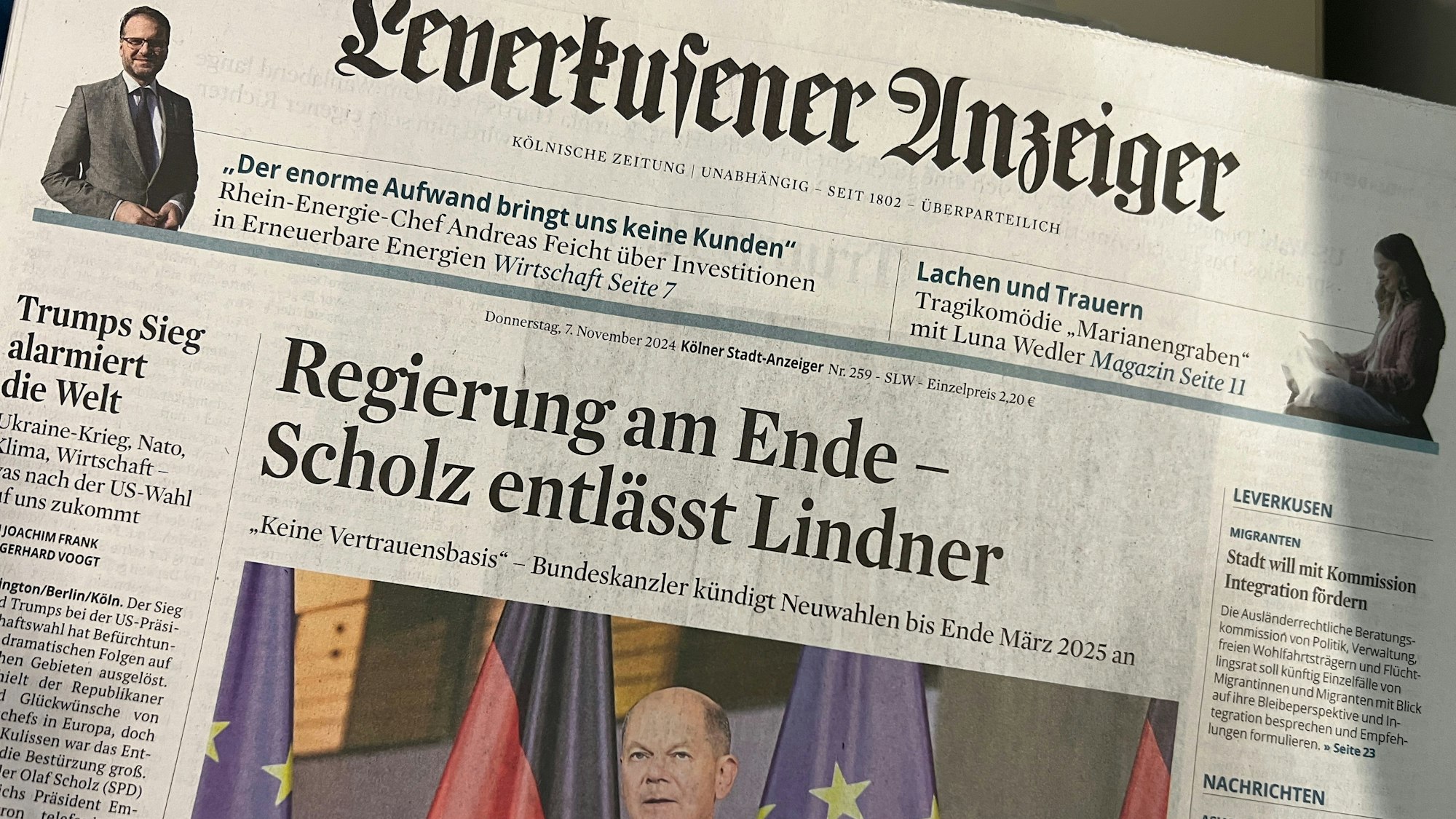 „Leverkusener Anzeiger“ vom 7. November 2024. Foto: Ralf Krieger