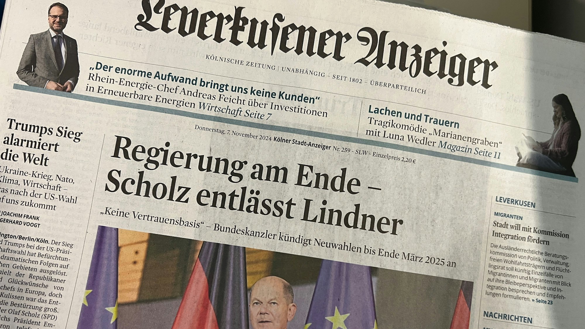 „Leverkusener Anzeiger“ vom 7. November 2024. Foto: Ralf Krieger