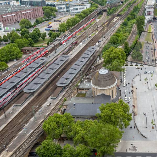 Deutzer Bahnhof und Ottoplatz von oben